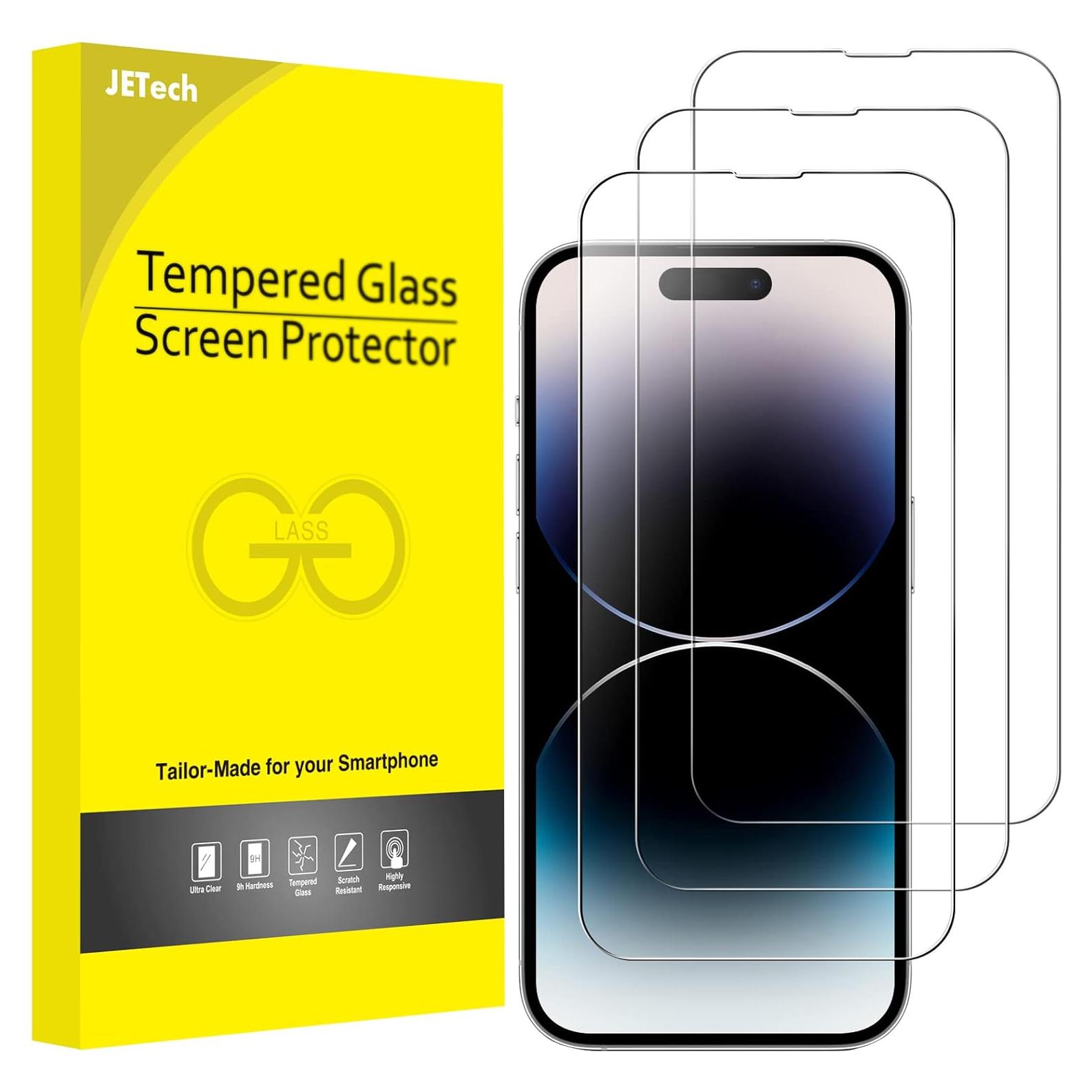 Protector de Pantalla JETech para iPhone 14 Pro Max 6.7" Vidrio Templado 9H