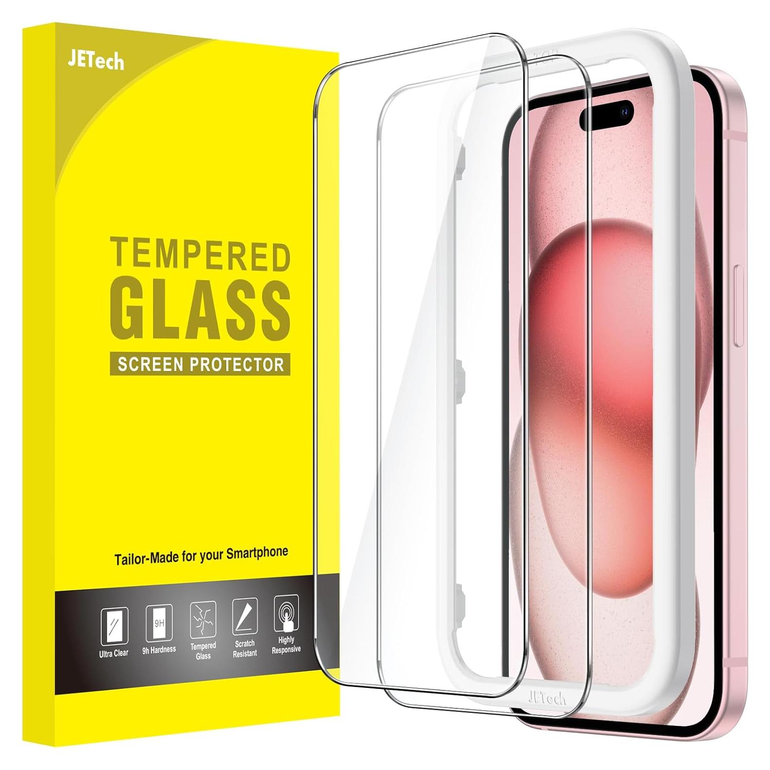 Protector de Pantalla JETech para iPhone 15 6.1" Vidrio Templado 2-Pack