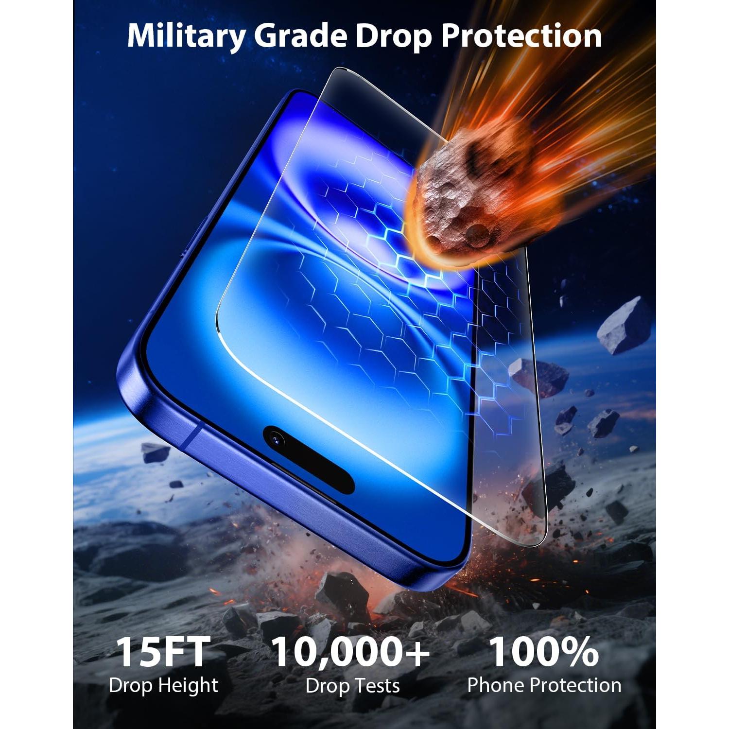 Mkeke Protector de Pantalla Vidrio Templado para iPhone 16/15 6.1"