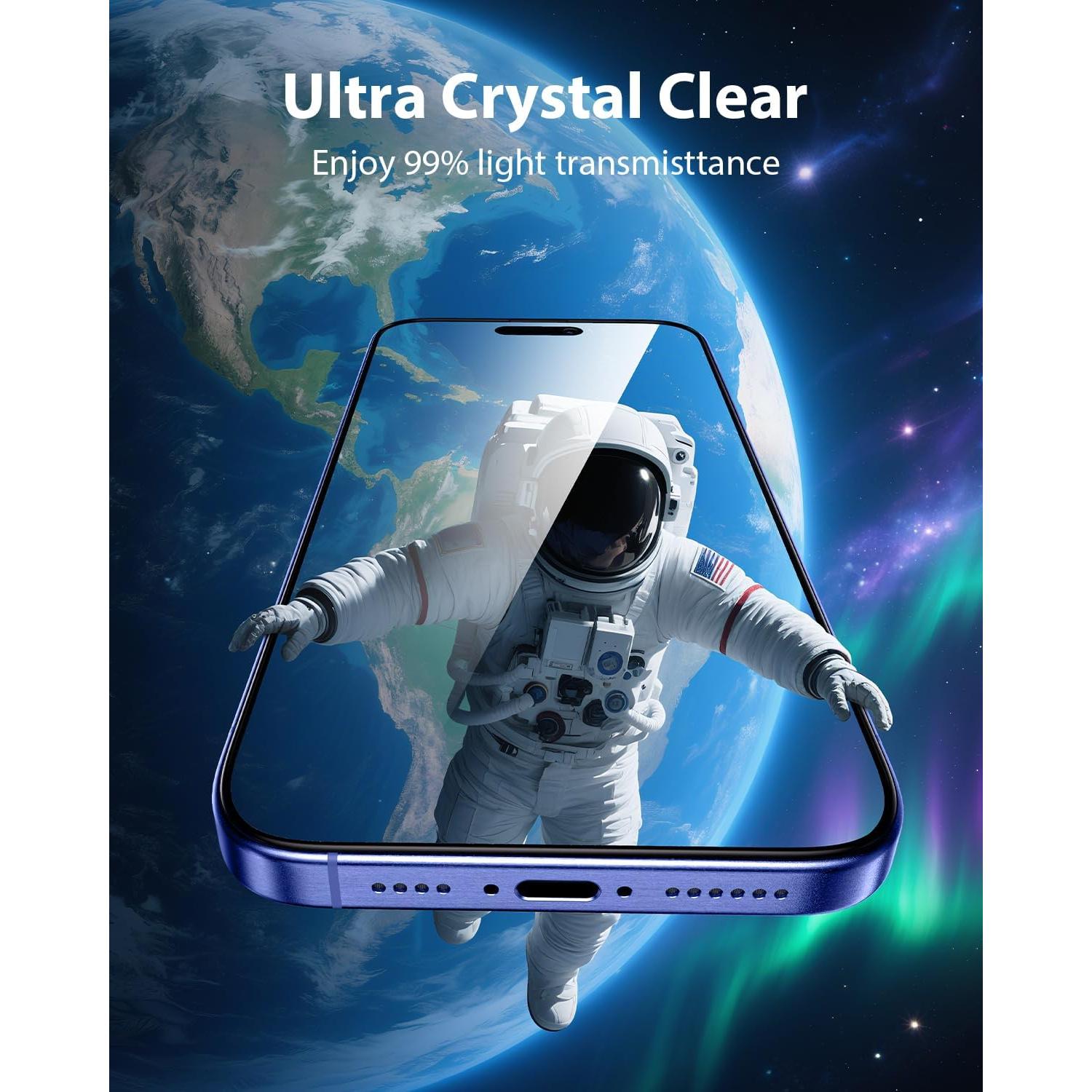 Mkeke Protector de Pantalla Vidrio Templado para iPhone 16/15 6.1"