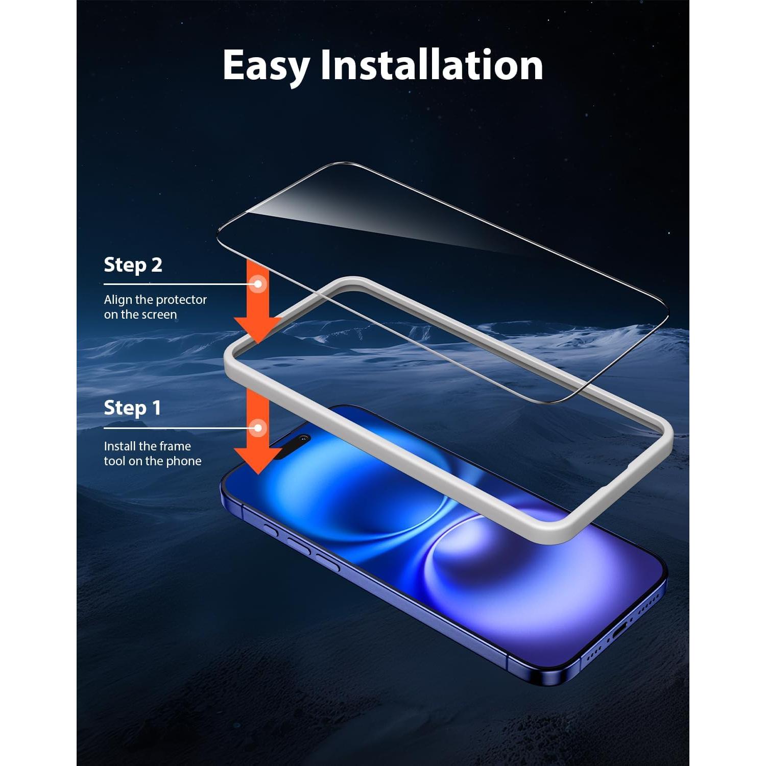 Mkeke Protector de Pantalla Vidrio Templado para iPhone 16/15 6.1"