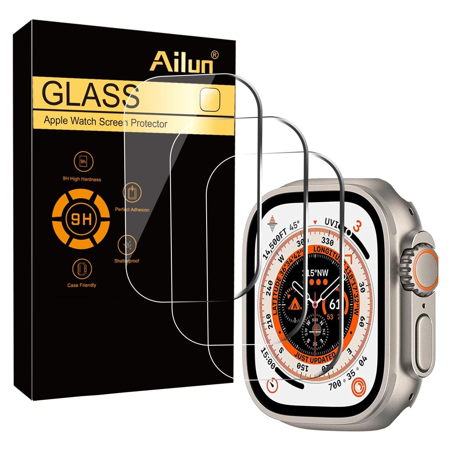 Protector de Pantalla Ailun para Apple Watch Ultra 49mm - Vidrio Templado