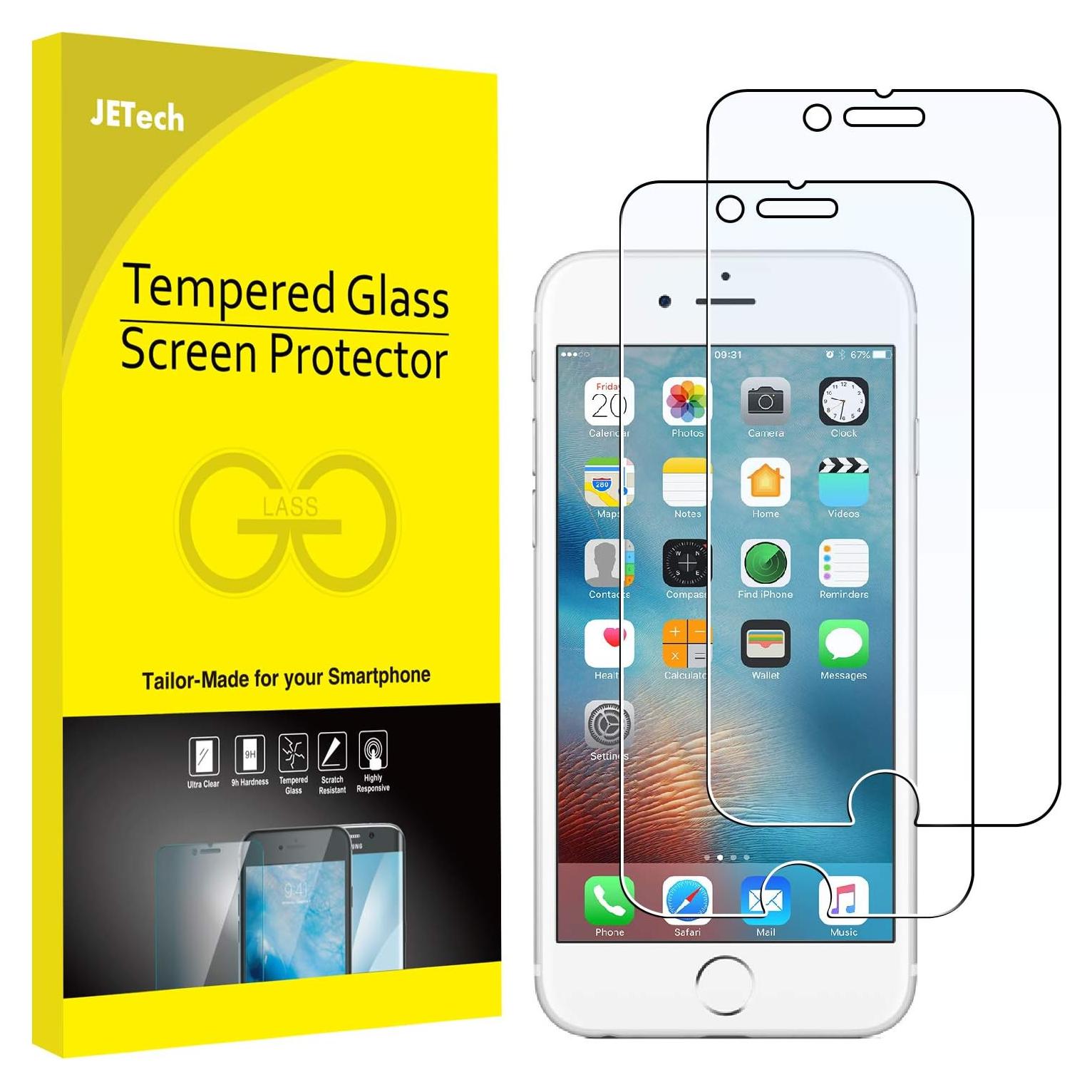 Protector de Pantalla JETech para iPhone 6/6s 4.7" Vidrio Templado 2-Pack
