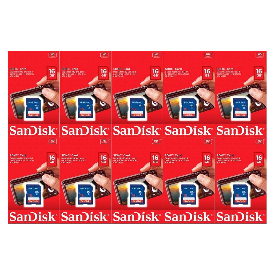 Paquete de 10 Tarjetas SD SanDisk 16GB Clase 4 SDHC