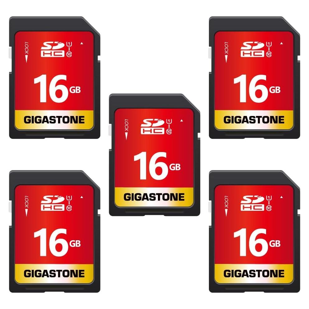 GIGASTONE 16GB Paquete de 5 Tarjetas SD UHS-I Clase 10 Full HD