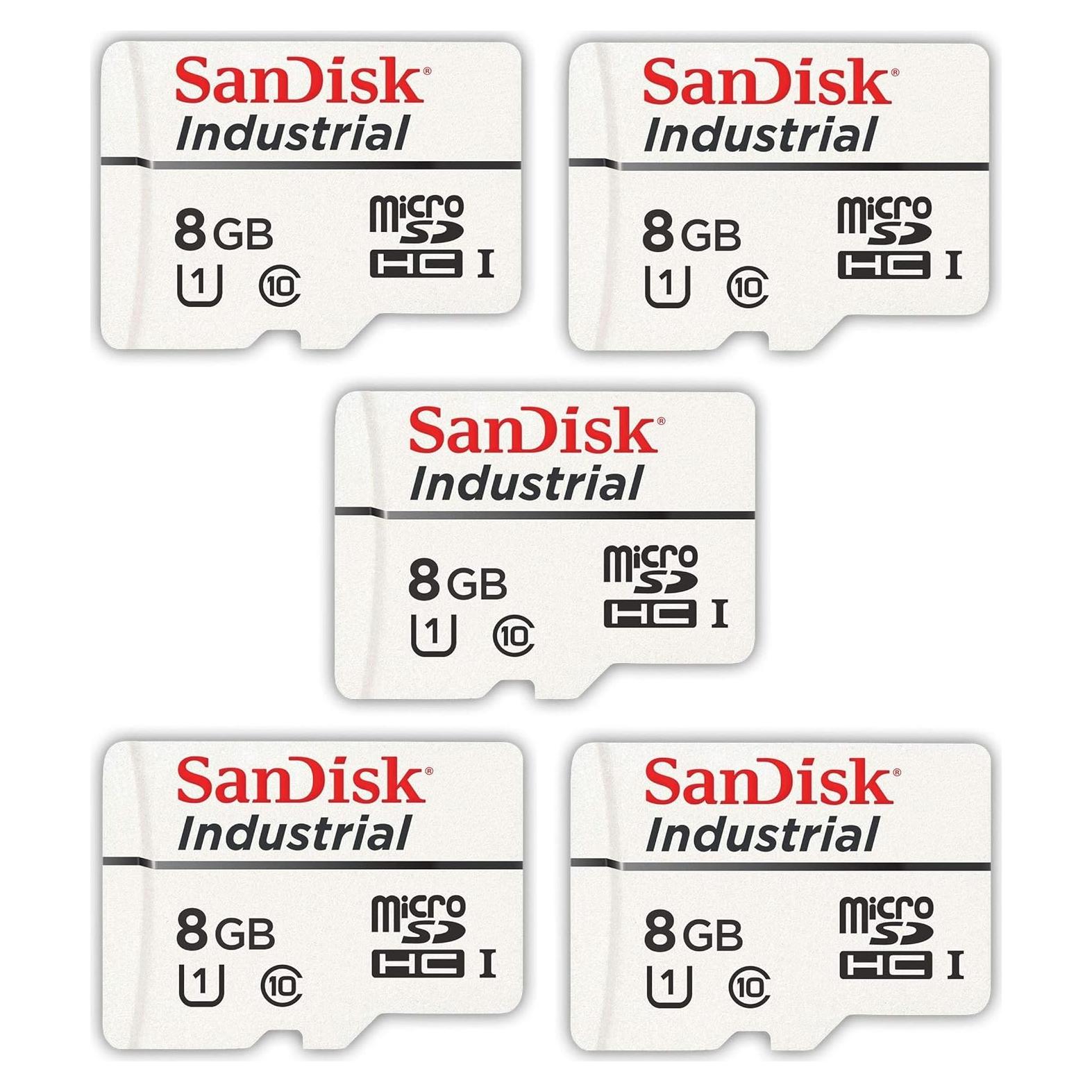 Paquete de 5 Tarjetas MicroSD SanDisk Industrial 8GB Clase 10