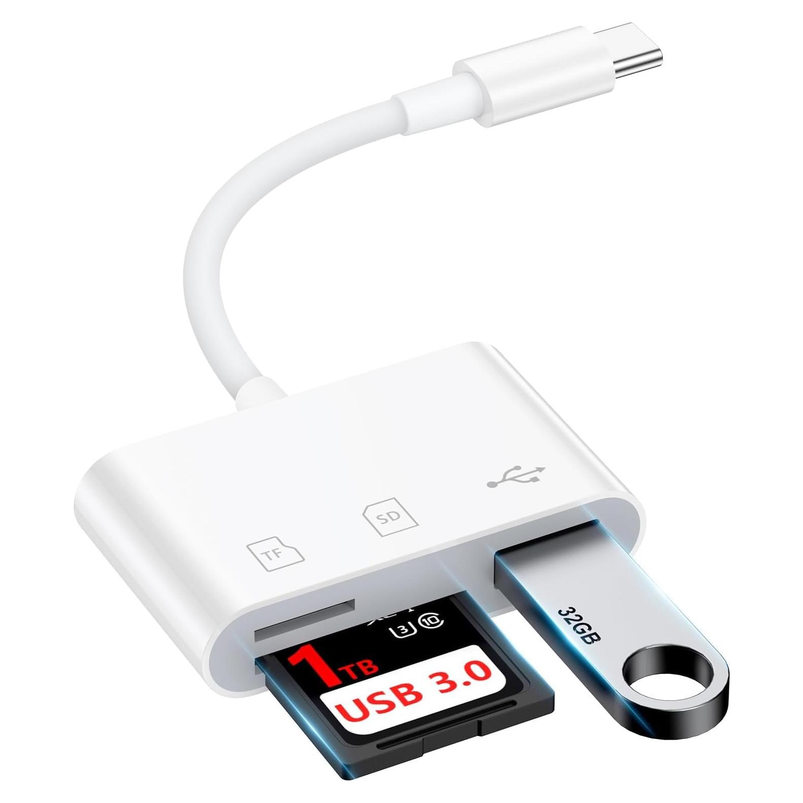 Lector de Tarjetas SD USB-C Genérico 3-en-1 para Android y Mac