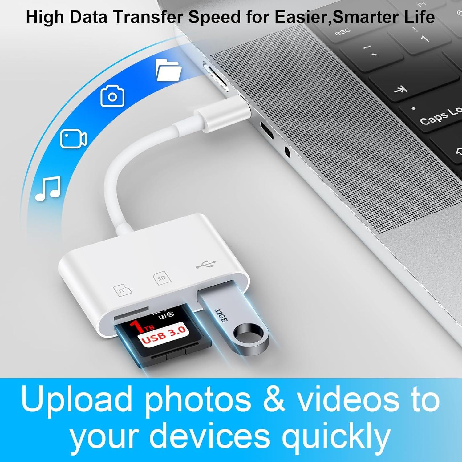 Lector de Tarjetas SD USB-C Genérico 3-en-1 para Android y Mac