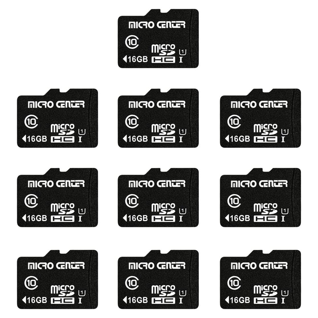 Micro Center 16GB Tarjeta MicroSDHC Clase 10 con Adaptador - 10 Paquete