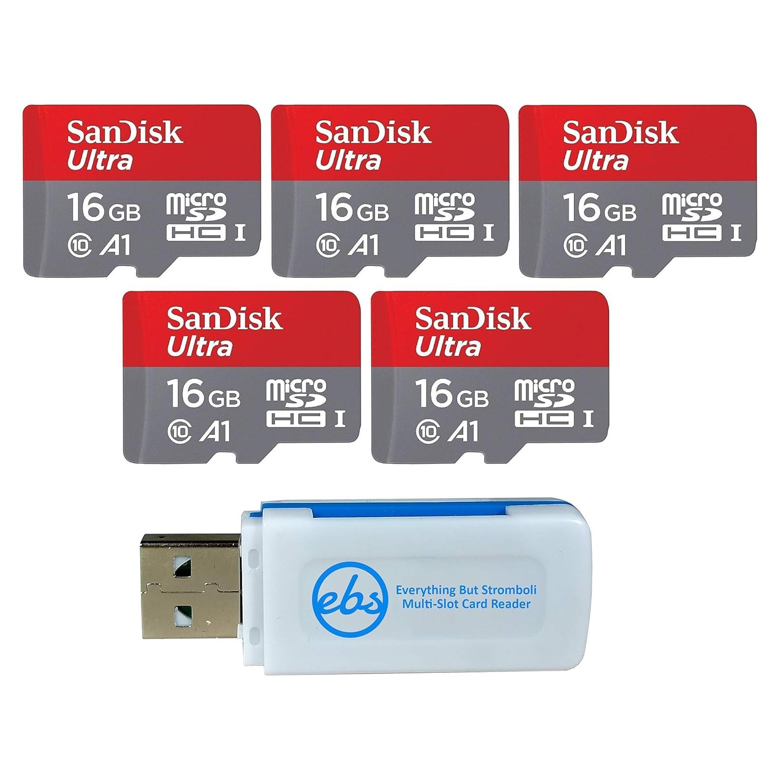 Paquete de 5 Tarjetas MicroSD SanDisk 16GB Ultra 98MB/s
