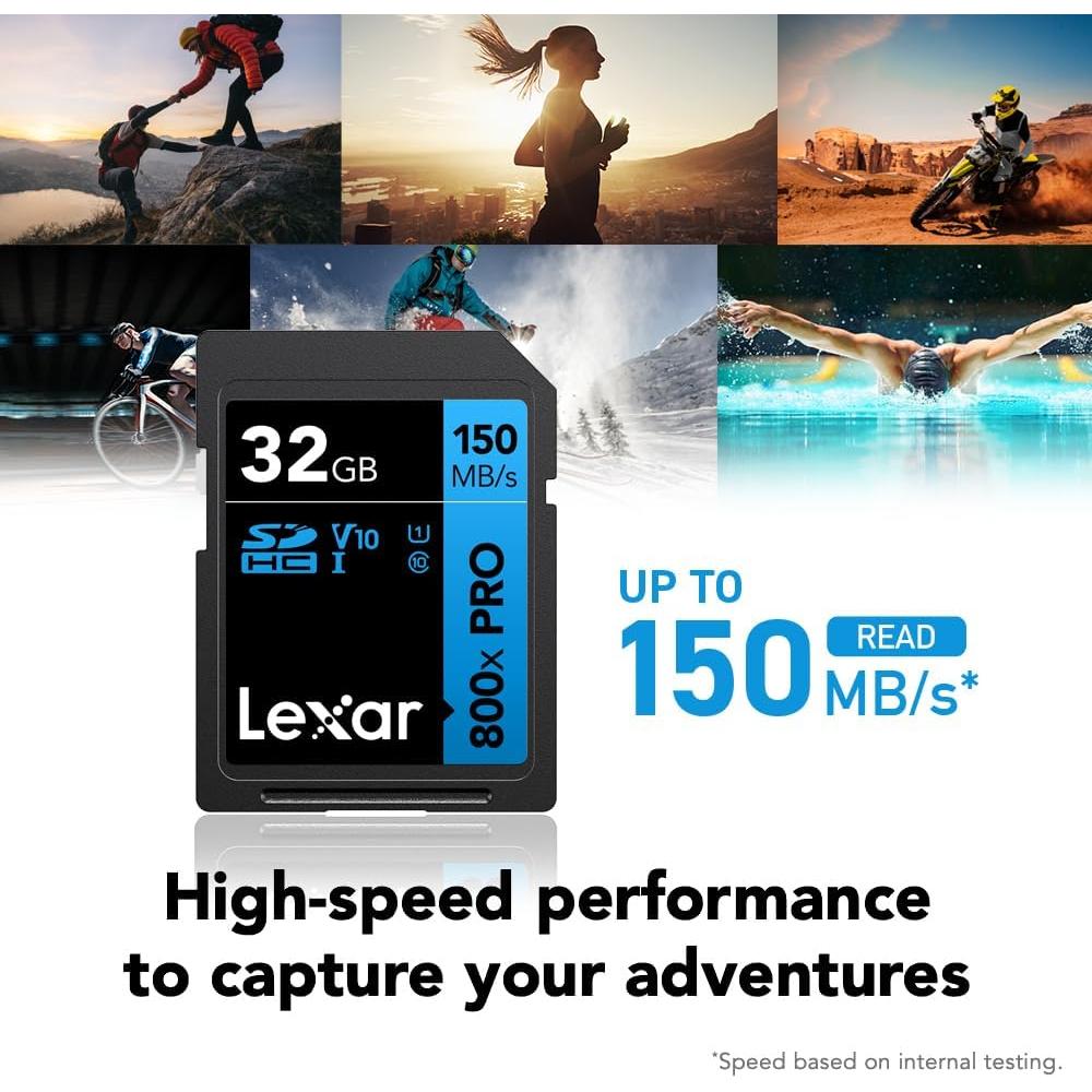 Lexar 32GB Tarjeta SD 800x PRO UHS-I 150MB/s 3-Pack