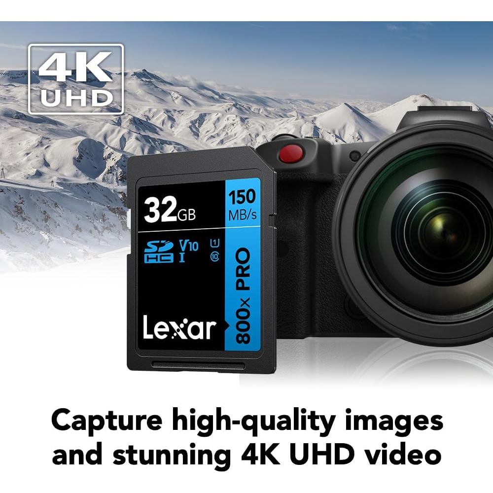 Lexar 32GB Tarjeta SD 800x PRO UHS-I 150MB/s 3-Pack