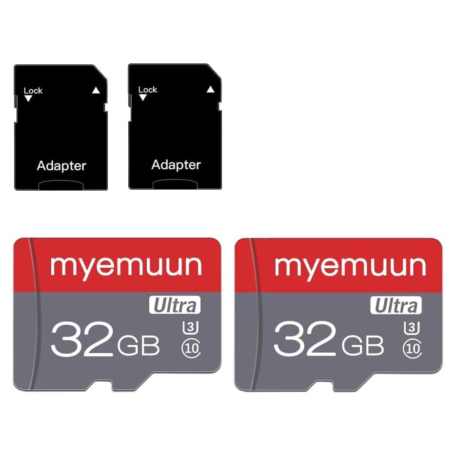 2 Tarjetas Micro SD 32GB myemuun con Adaptador SD Clase 10