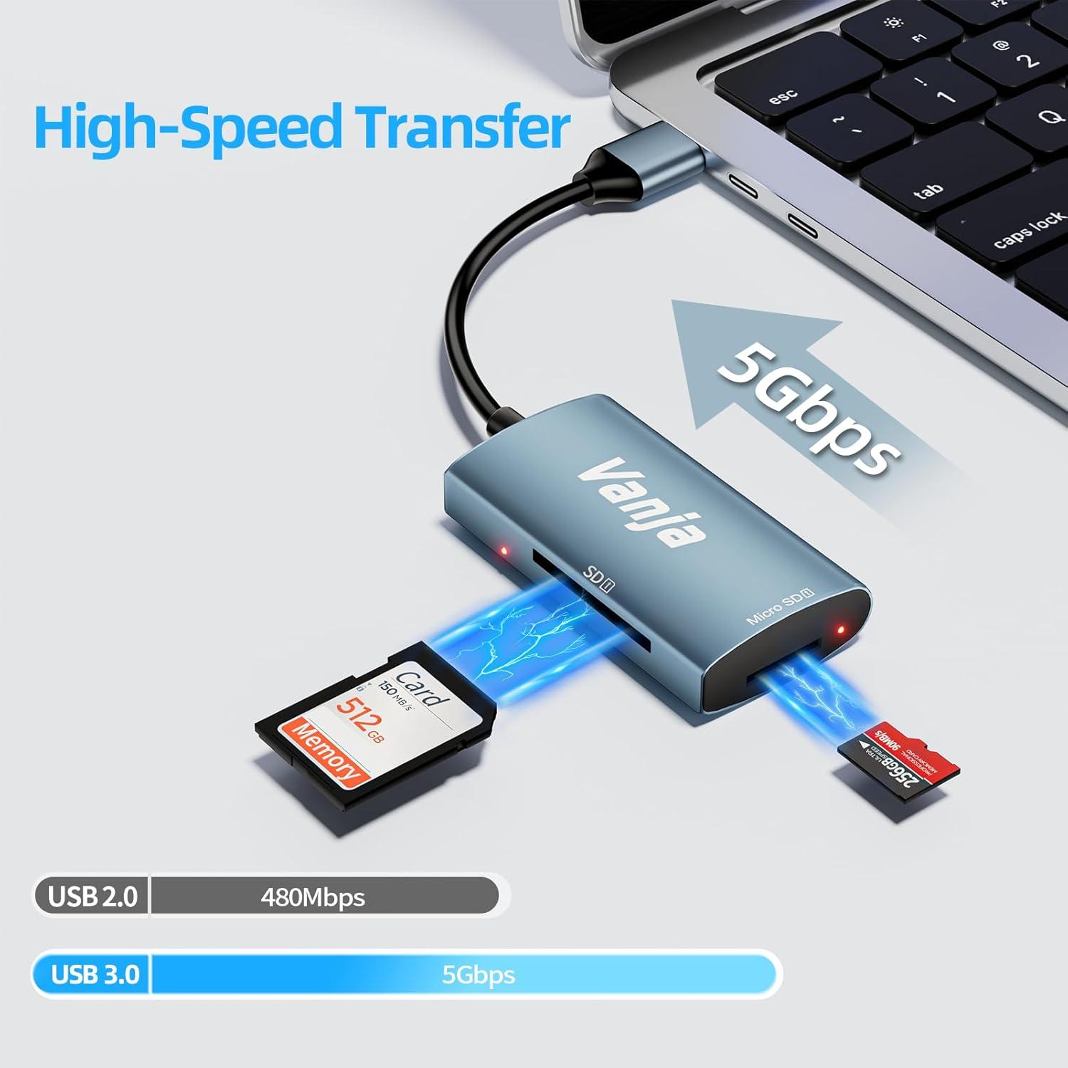 Lector de Tarjeta SD Vanja USB 3.0 2 en 1 para SD y MicroSD