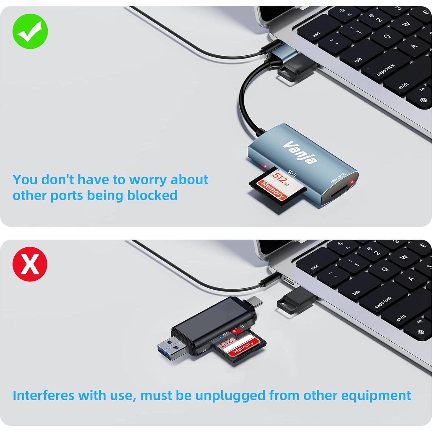 Lector de Tarjeta SD Vanja USB 3.0 2 en 1 para SD y MicroSD