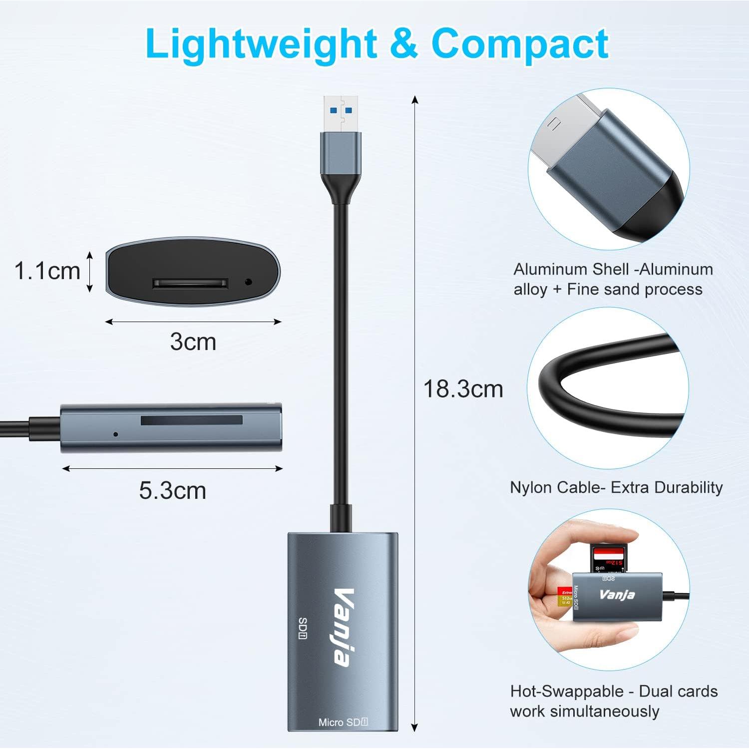 Lector de Tarjeta SD Vanja USB 3.0 2 en 1 para SD y MicroSD