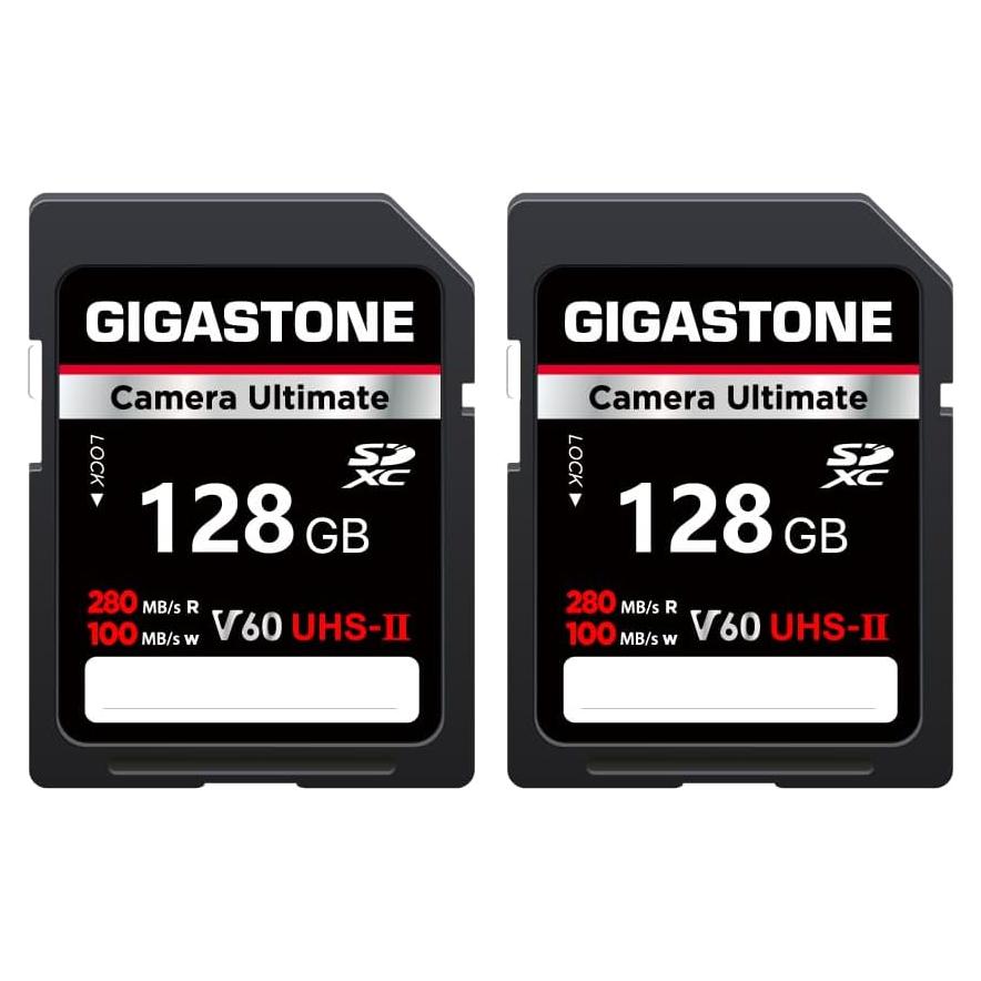 Tarjeta SD GIGASTONE 128GB UHS-II V60 Paquete de 2 Alta Velocidad