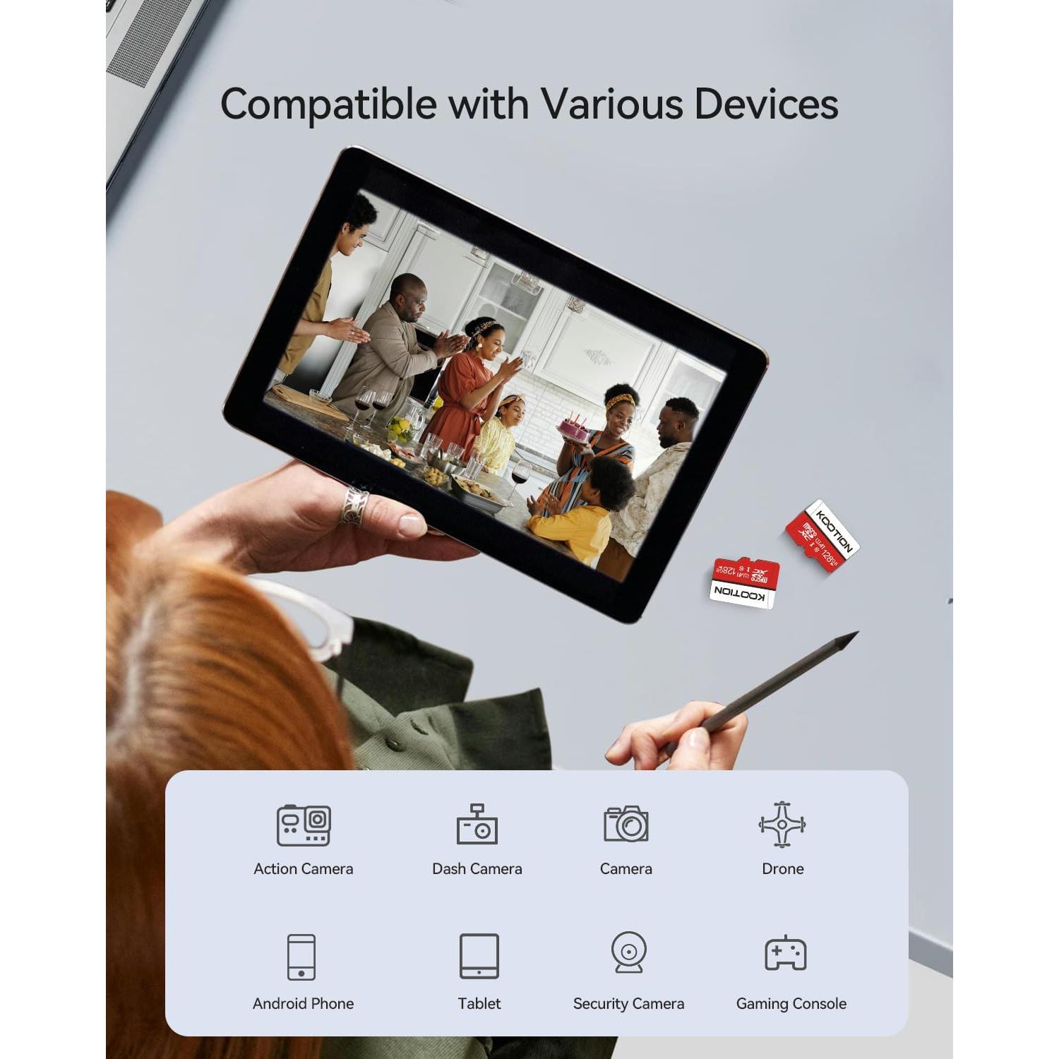 Tarjeta Micro SD 128GB KOOTION Paquete de 2 UHS-I C10