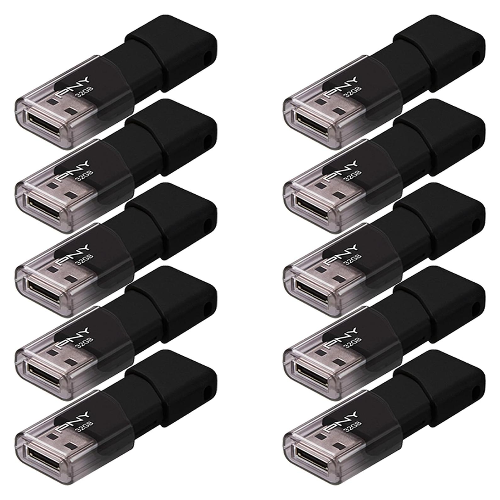 PNY Flash Drive USB 2.0 32GB Attaché 3 Negro - Paquete de 10