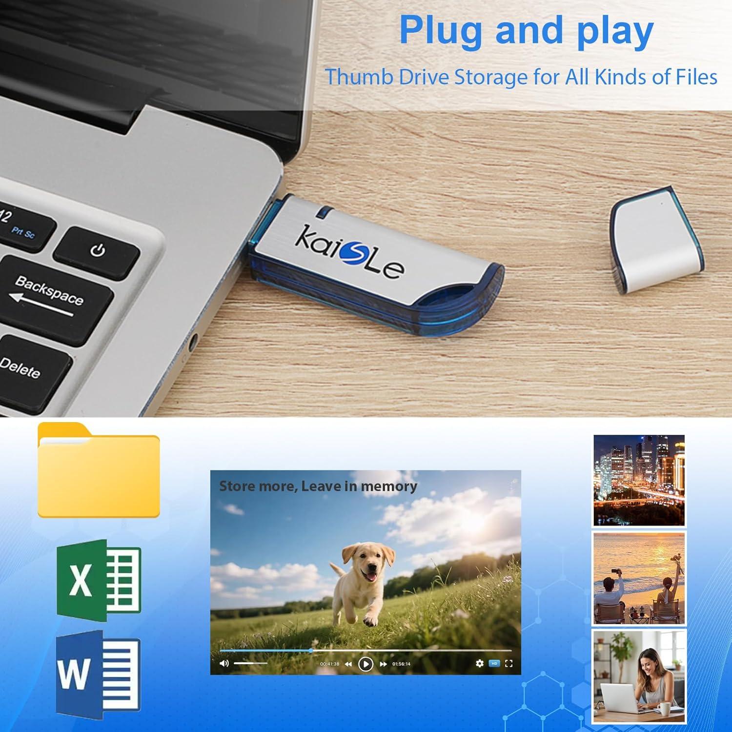 Unidad Flash USB 64GB KAISLE Portátil exFAT Azul