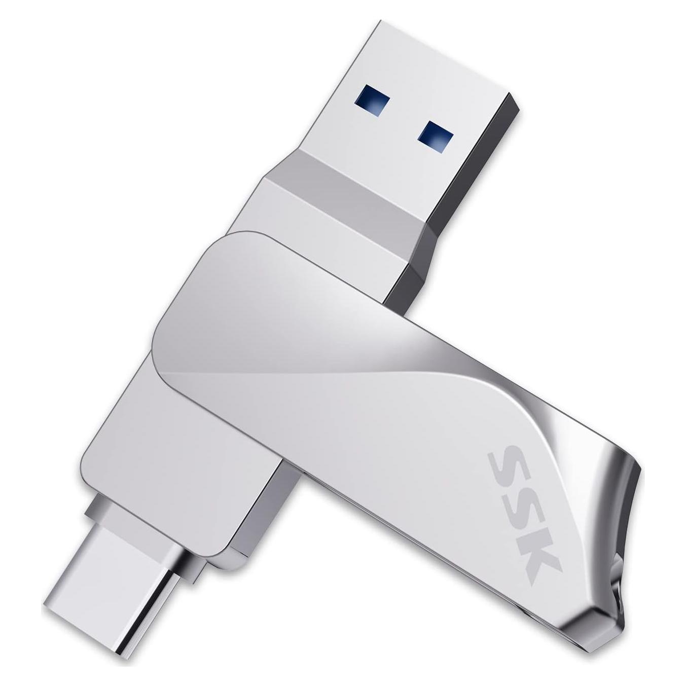 Pendrive SSK 64GB USB C y USB A 3.2 Velocidad 200MB/s