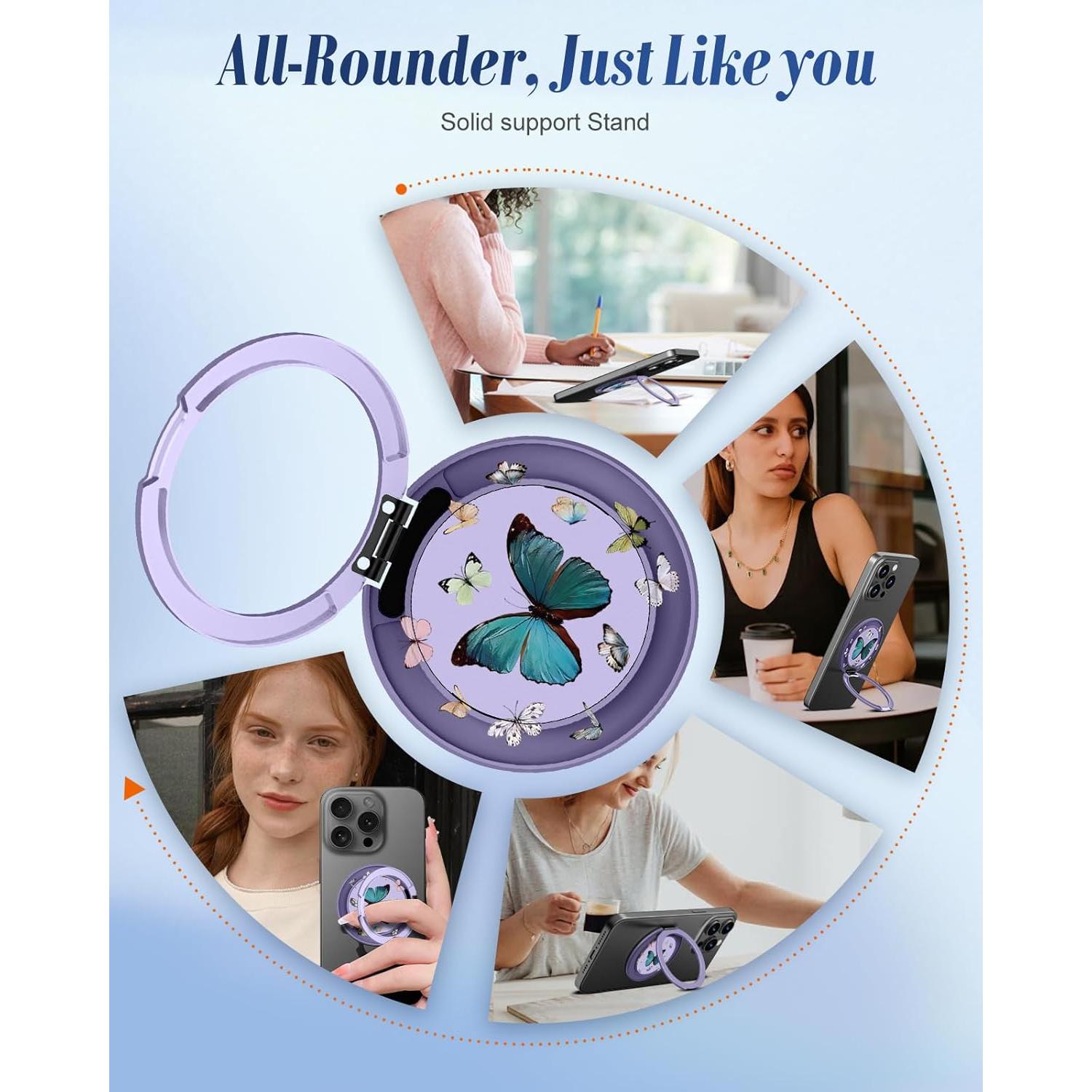 Soporte de Anillo para Teléfono Toycamp - Magnético Ajustable Morado