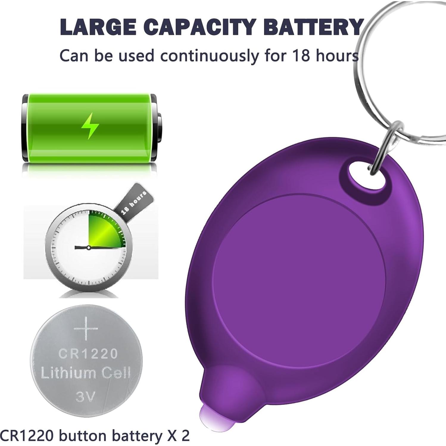 Linterna Mini UV LED Daemson de Llavero - 12 Lúmenes - 6 Piezas