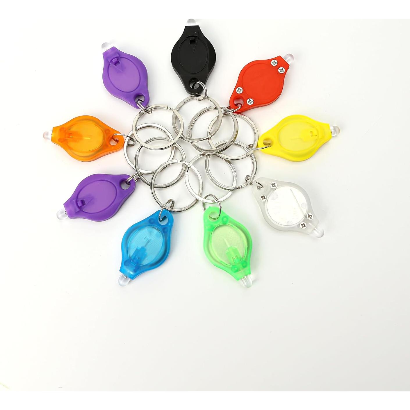 9 Linternas LED de Llavero Marsrut, Colores Brillantes, 4.06 cm