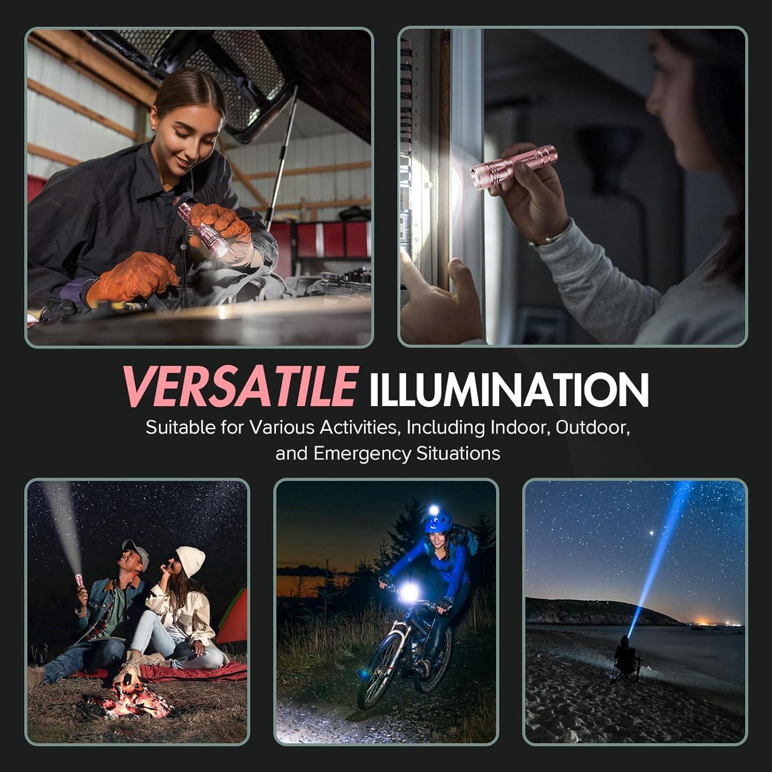 Linterna Recargable WdtPro SFL002 LED 10H Rosa Compacta