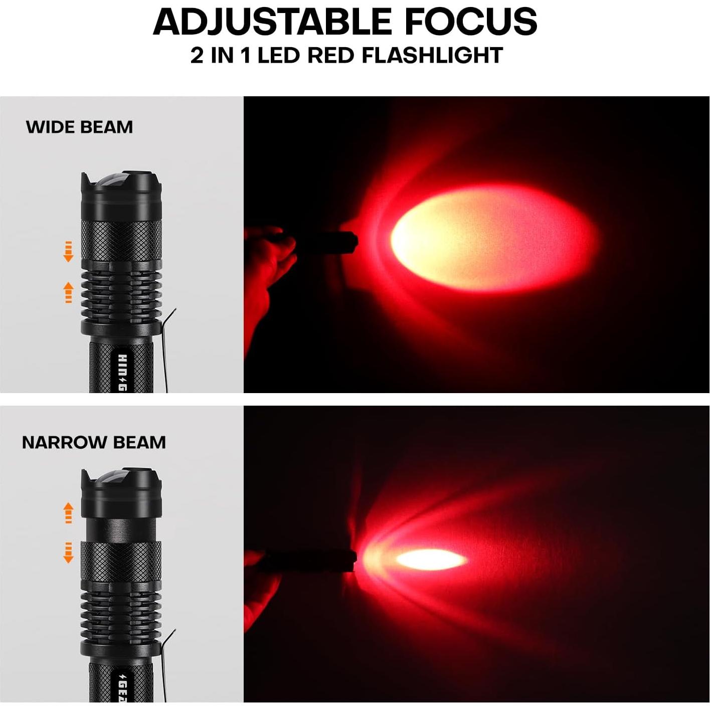 Linterna LED Roja HinsGEAR SK68RD2 - Paquete de 2 para Astronomía