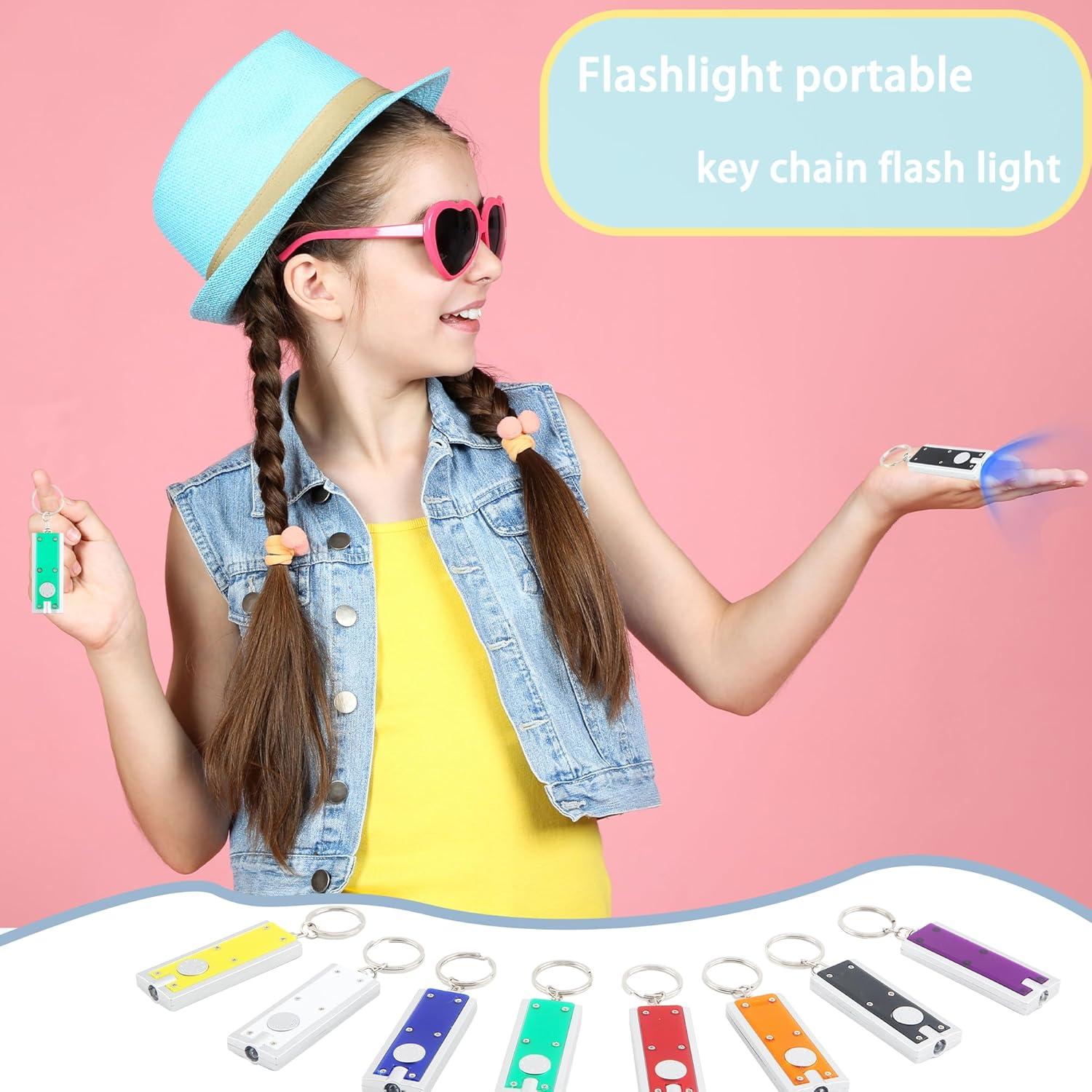 24 Mini Linternas Llavero LED Haconba Colores Asortidos