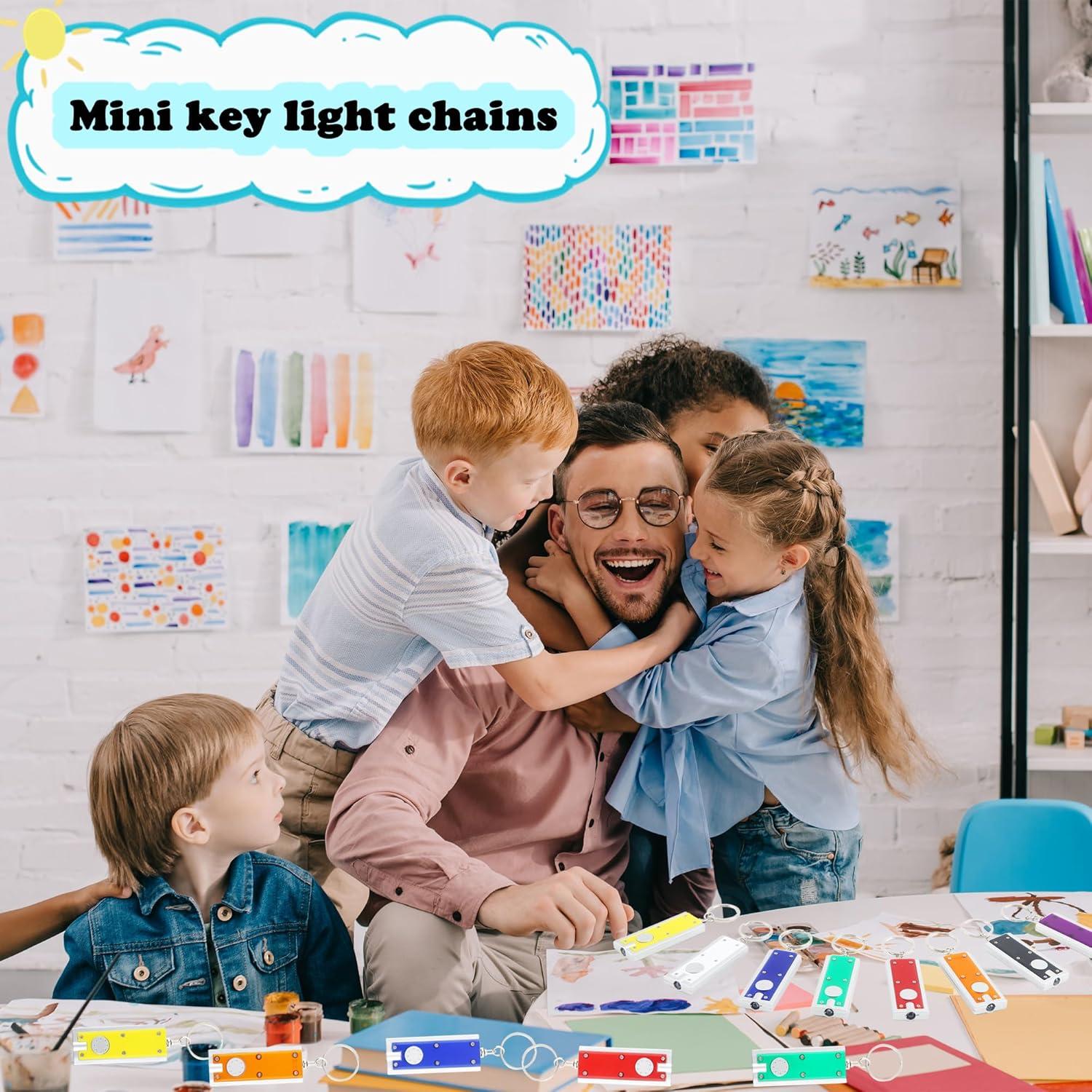 24 Mini Linternas Llavero LED Haconba Colores Asortidos