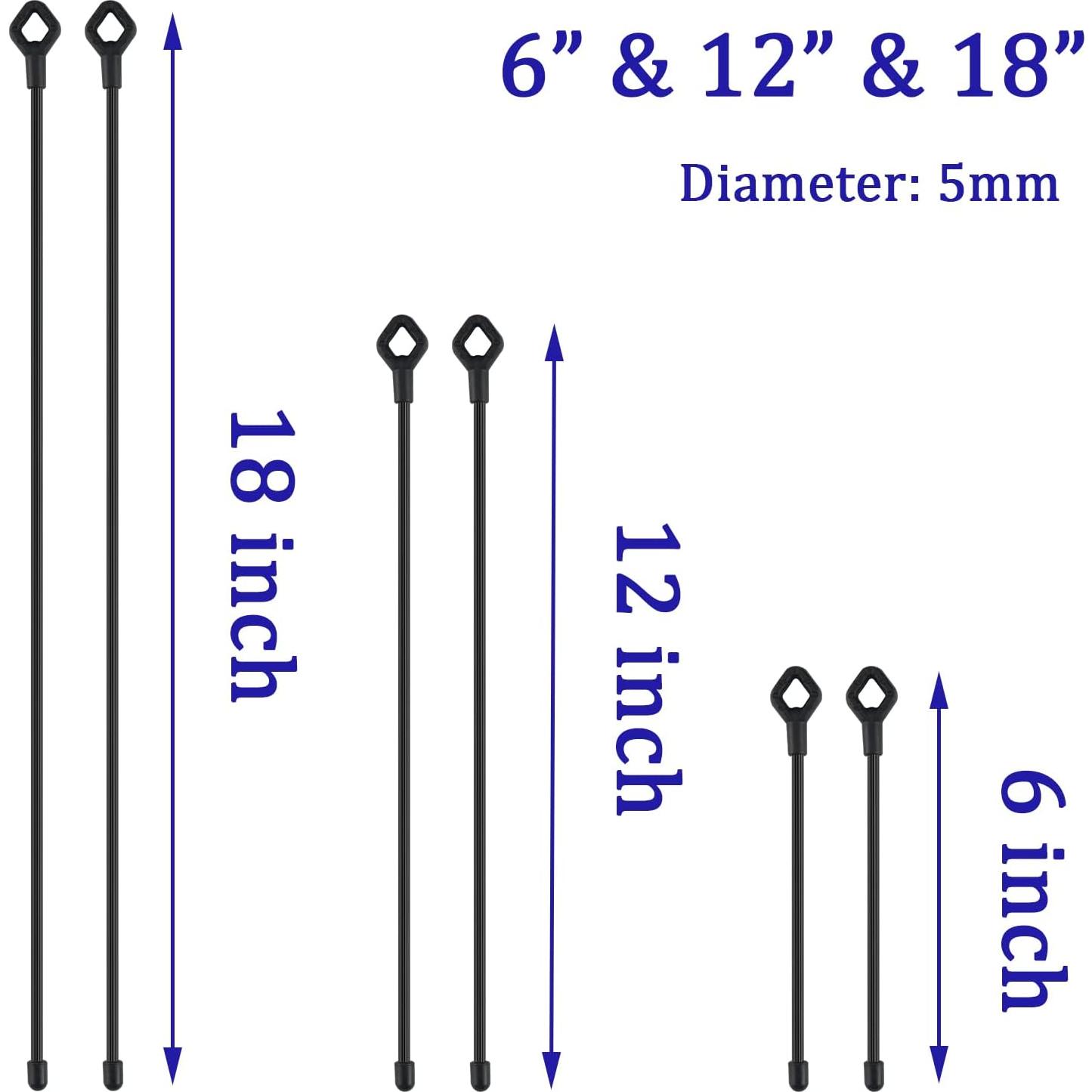 Bridas de Silicona Reutilizables 24PK - 15cm, 30cm, 45cm - Negro