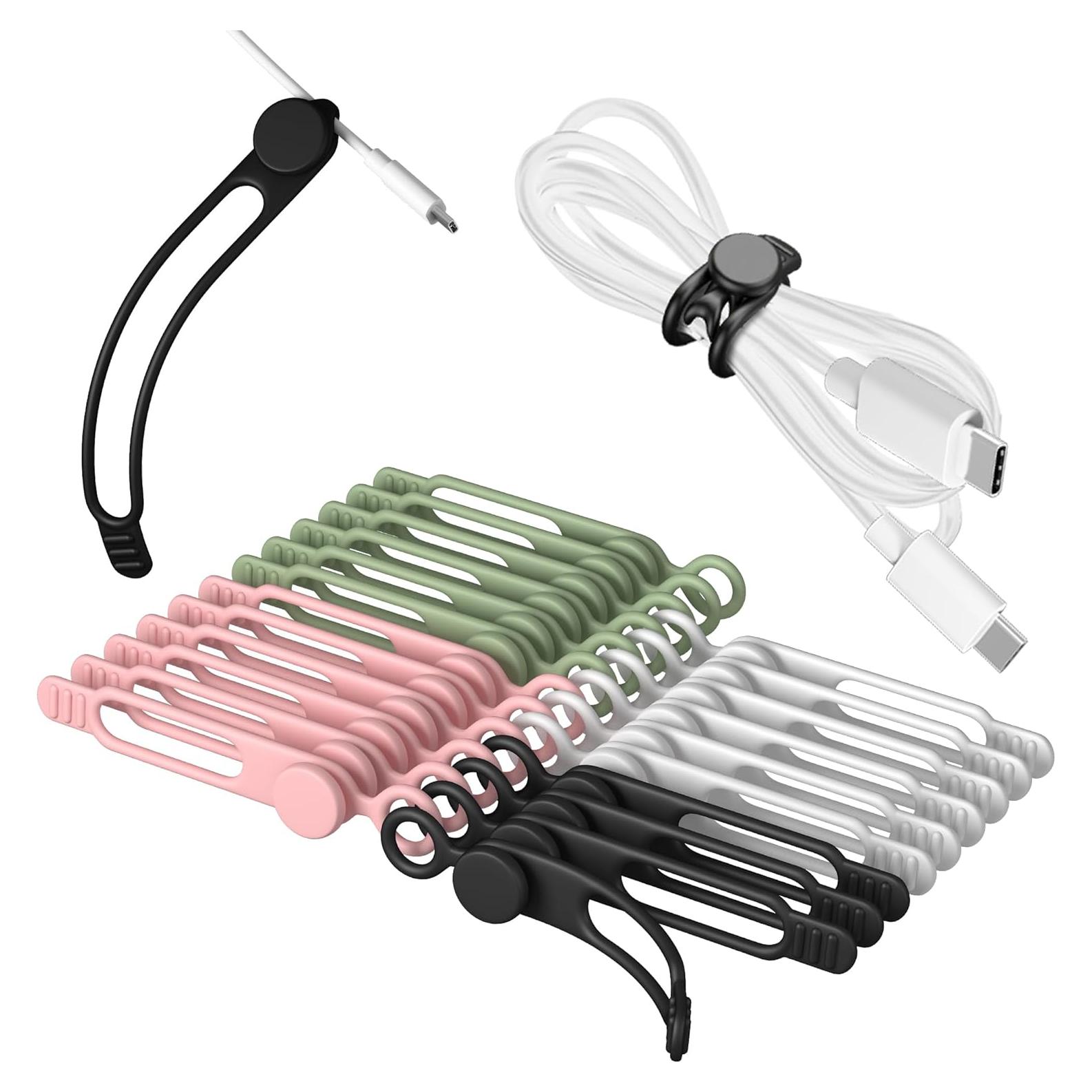 Ataduras de Cable de Silicona Nearockle 3" Multicolor 24 Pcs