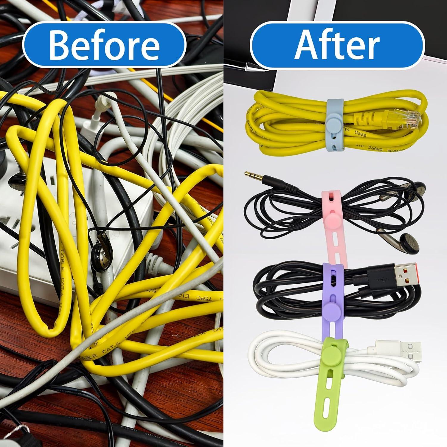 Bridas de Silicona Objuni 20 Pcs para Cables de Datos 13.97 cm