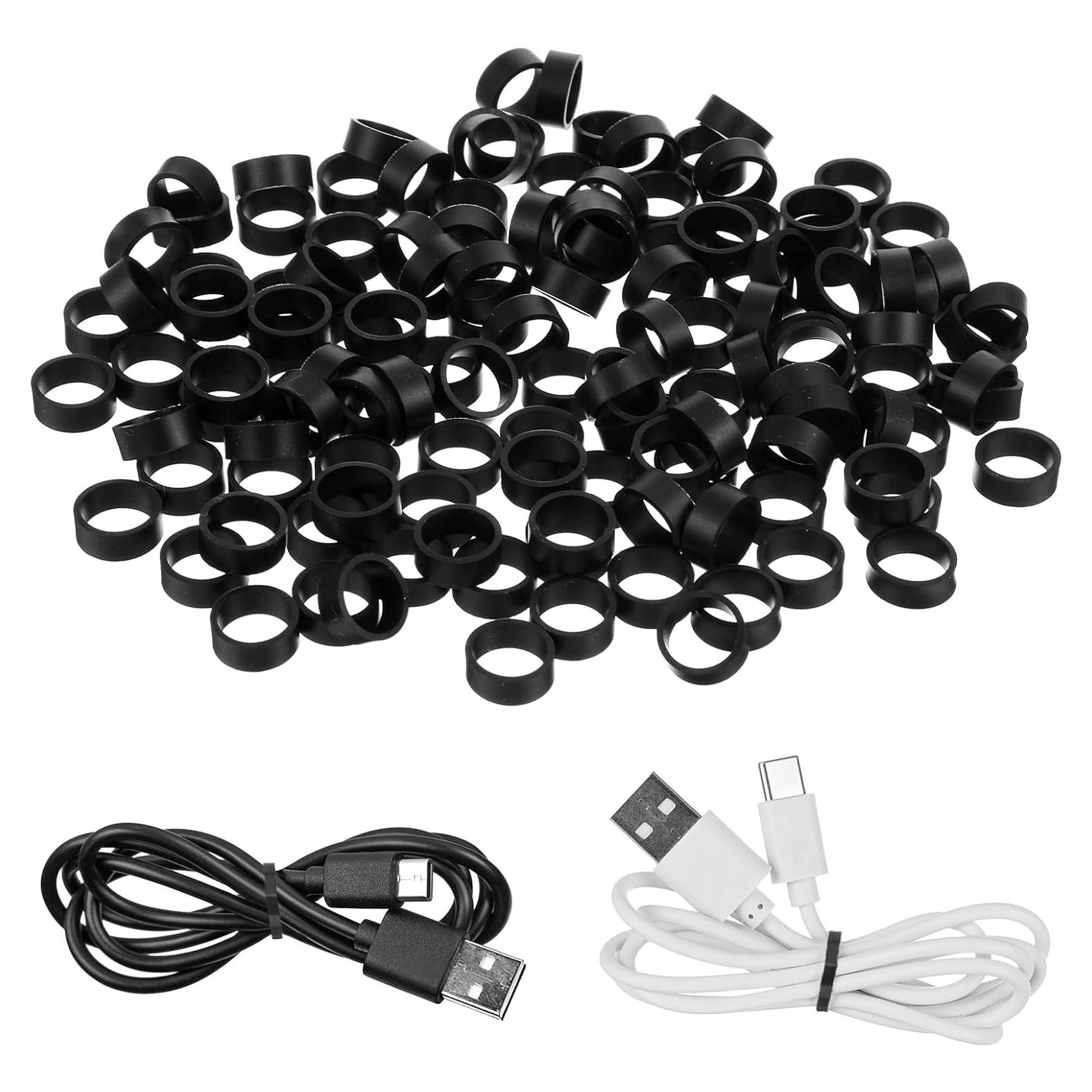 300 Sujetadores de Cable de Silicona Teaaha, Negro, 12 mm