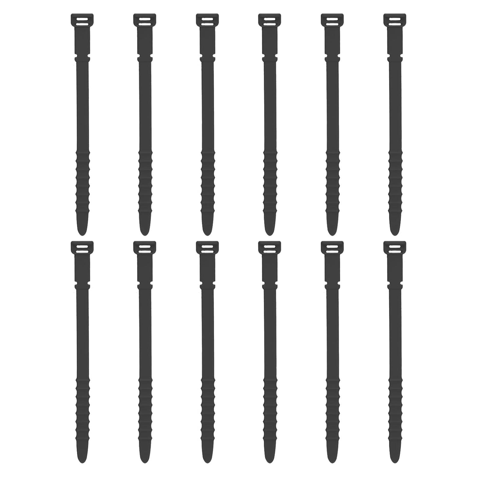 12 Correas de Silicona Reutilizables uxcell 15 cm Negro