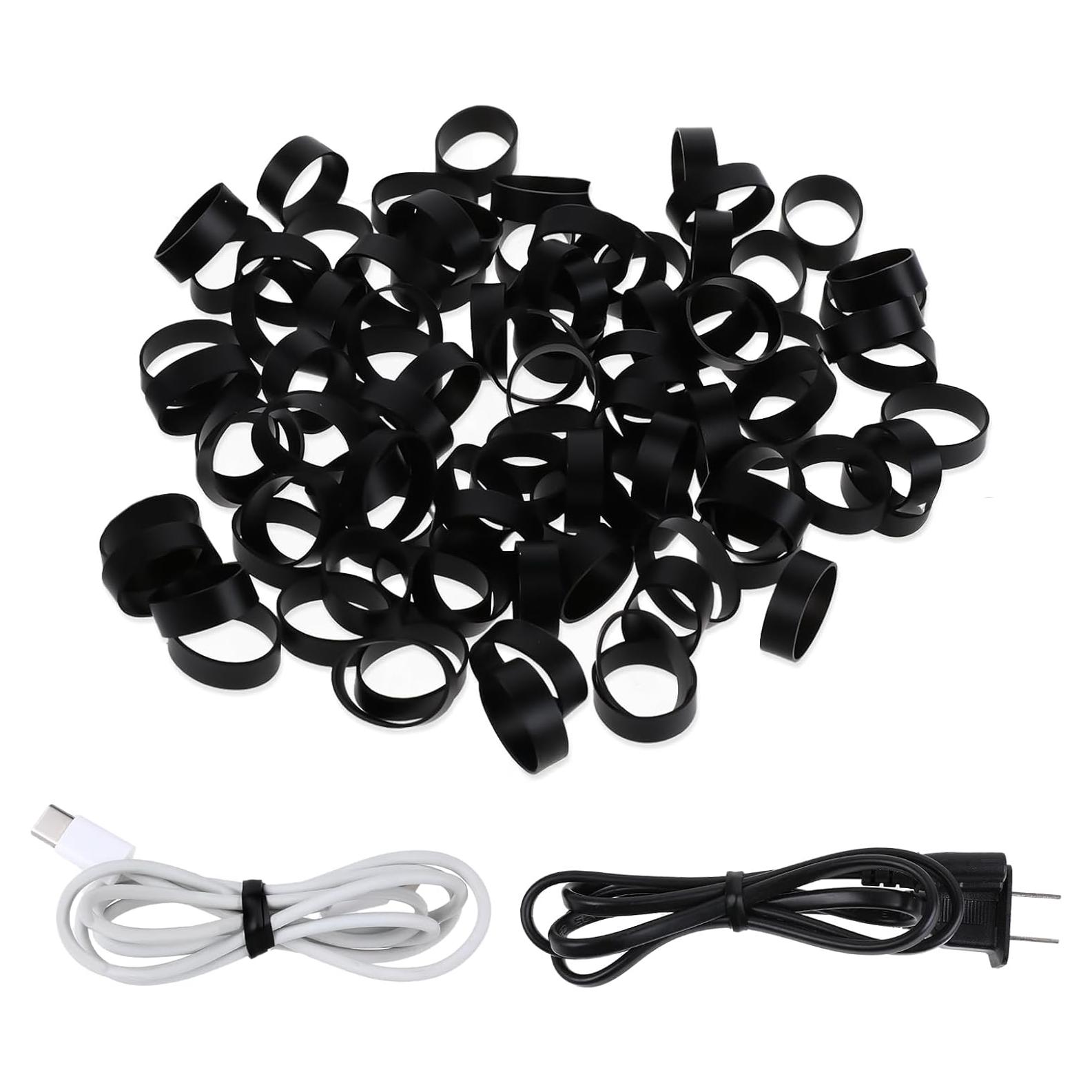 100 Bandas Elásticas de Silicona Negras Sliverdew 12mm x 5mm