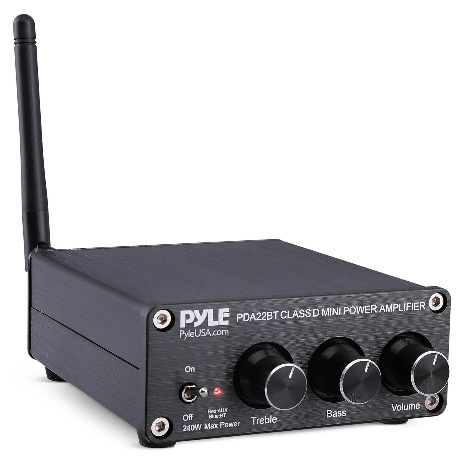 Amplificador Estéreo Pyle PDA22BT 240W Bluetooth 5.0 Compacto