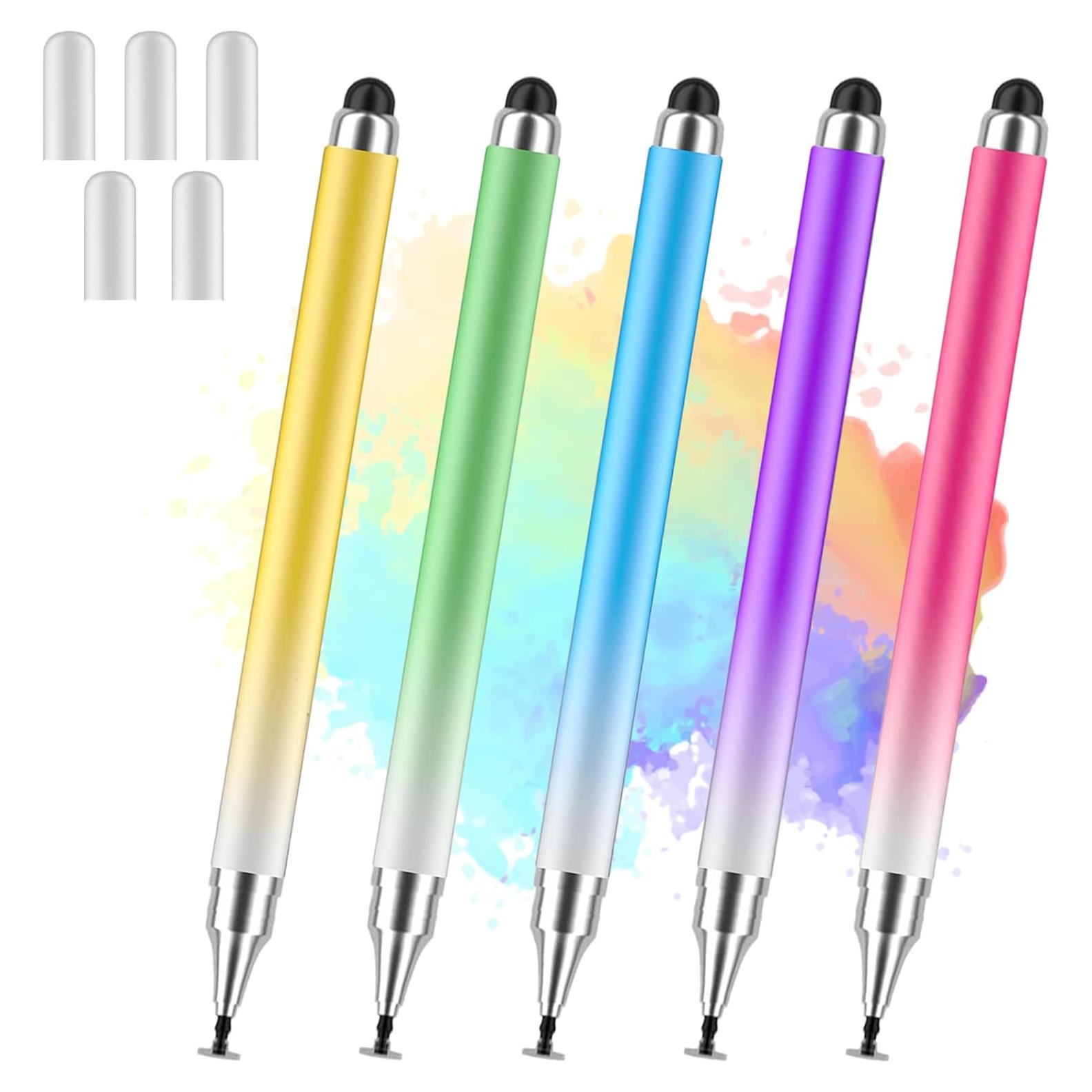 Lápices Stylus Universales 2 en 1 AmberVec - Paquete de 5 Colores