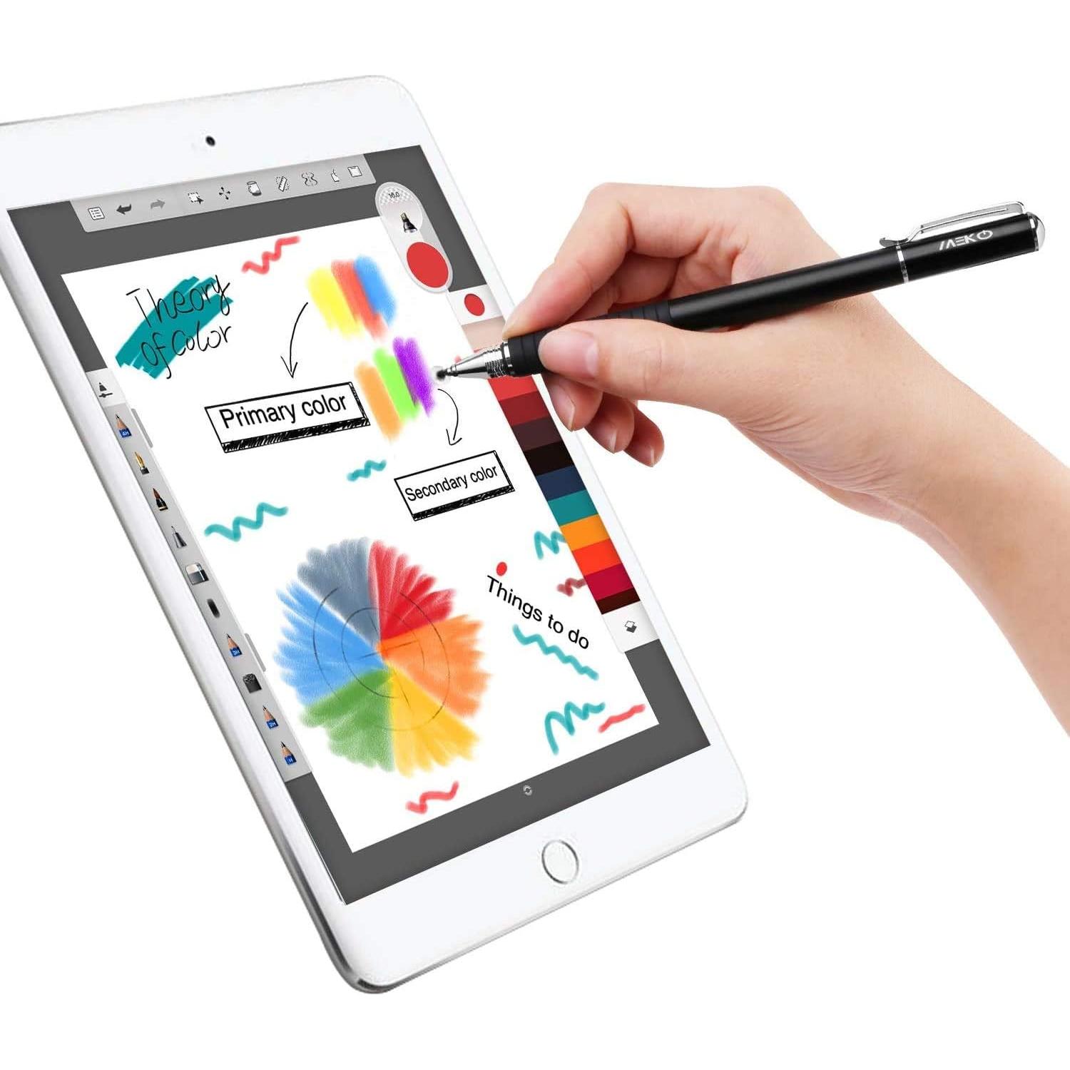 Stylus Universal MEKO 2 en 1 con 6 Puntas Reemplazo Negro