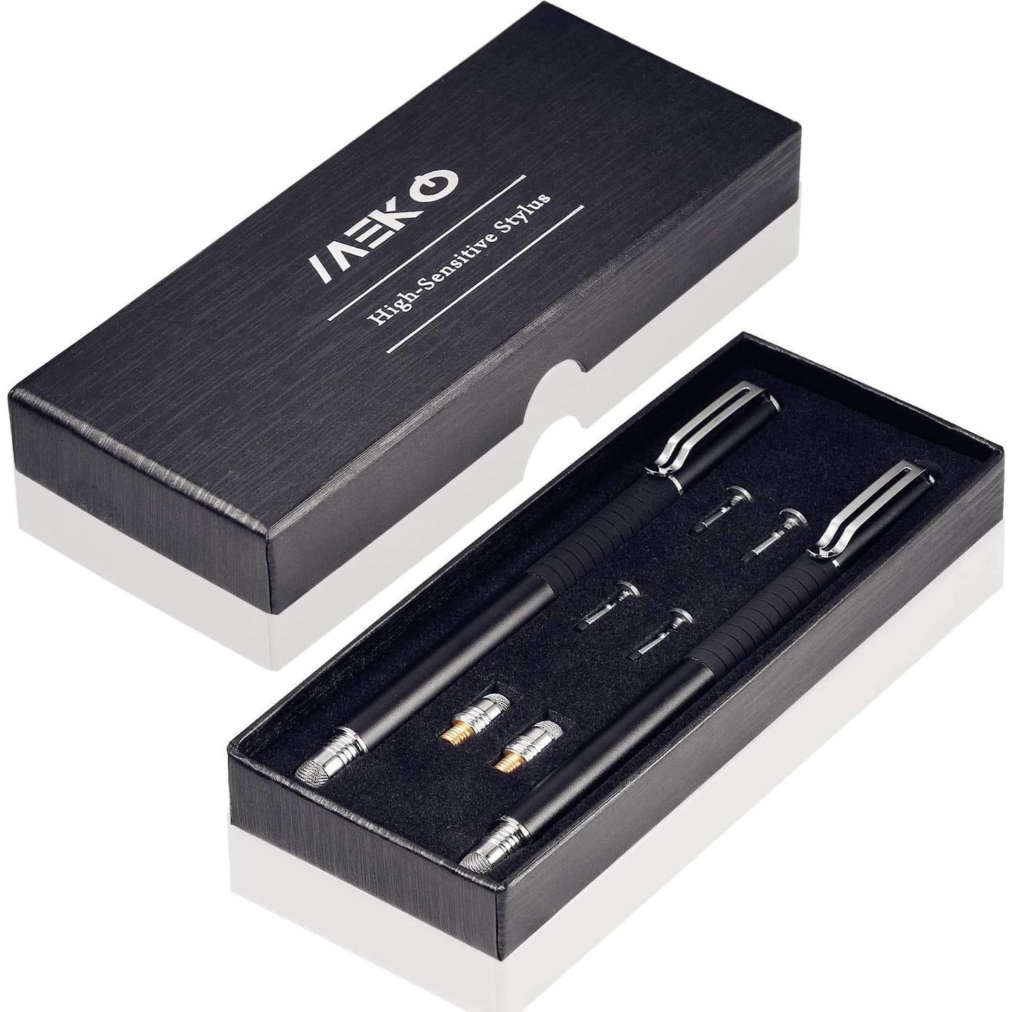 Stylus Universal MEKO 2 en 1 con 6 Puntas Reemplazo Negro