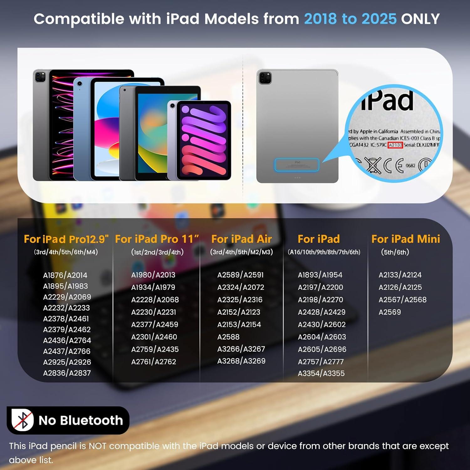 Lápiz Stylus para iPad 11"/10"/9" - Carga Rápida 13 min