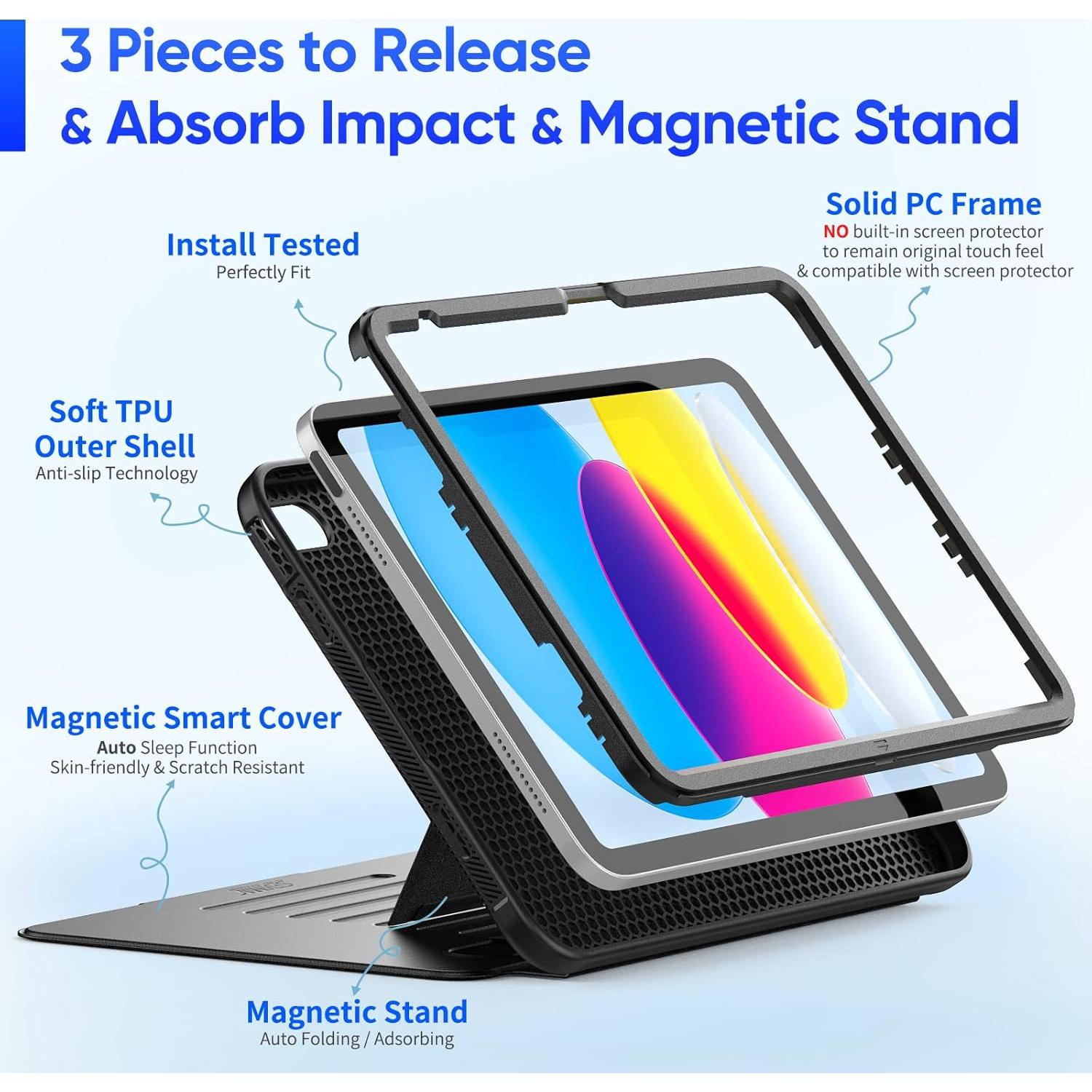 Estuche SEYMAC para iPad 11"/10.9" A16 Generación 2025/2022 Negro