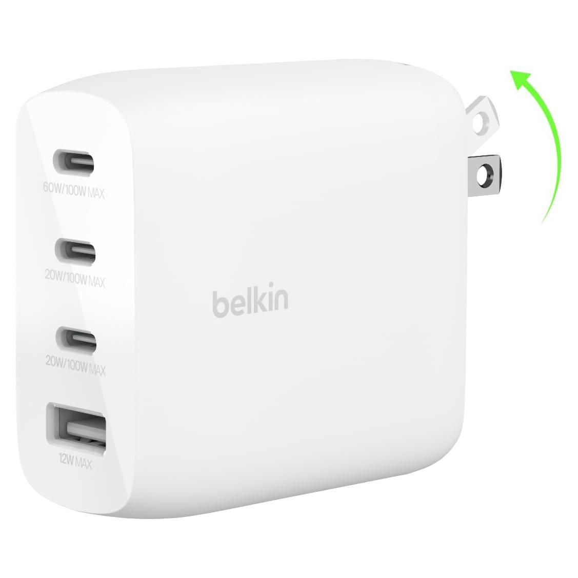 Cargador de Pared Belkin 112W GaN 4 Puertos USB-C y USB-A