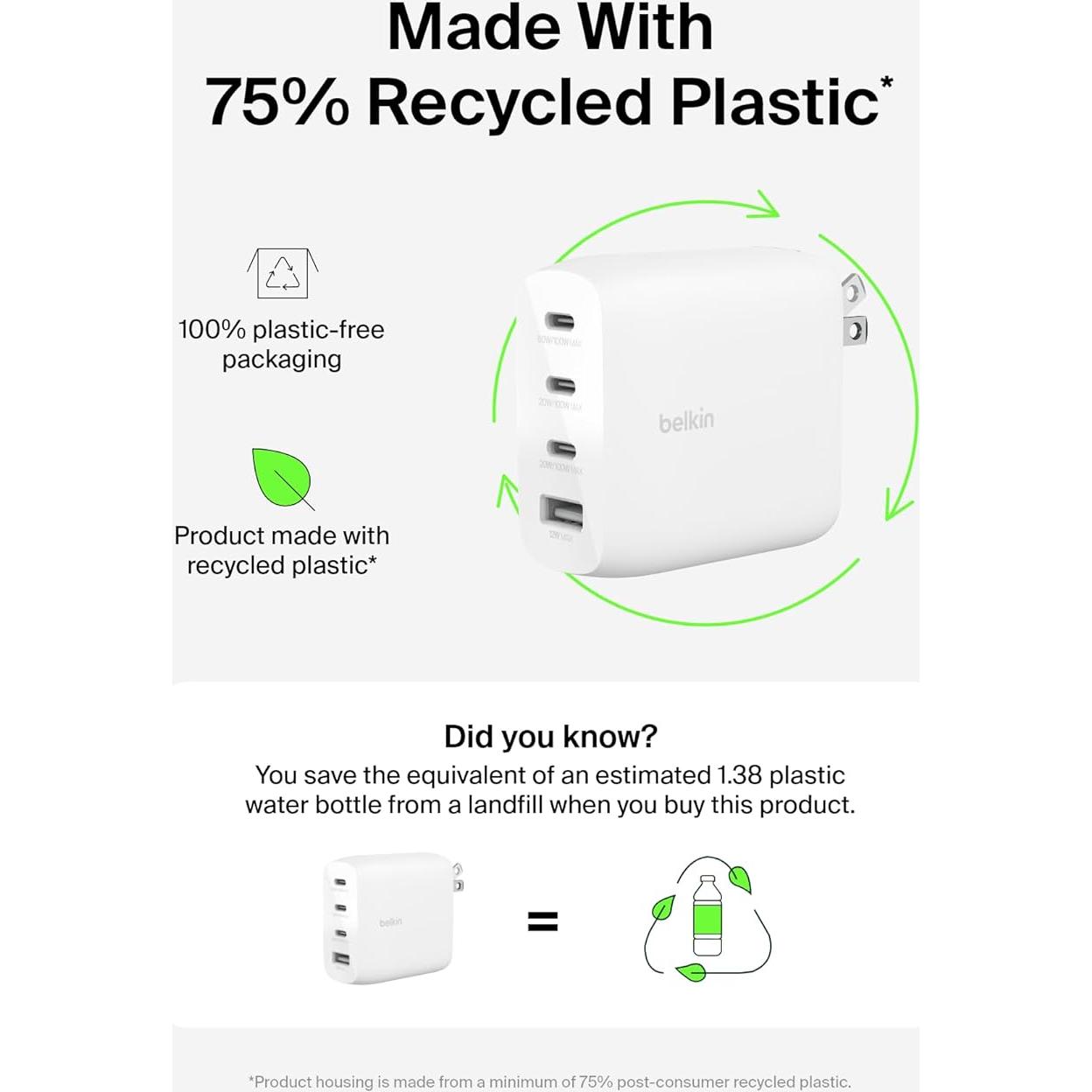 Cargador de Pared Belkin 112W GaN 4 Puertos USB-C y USB-A