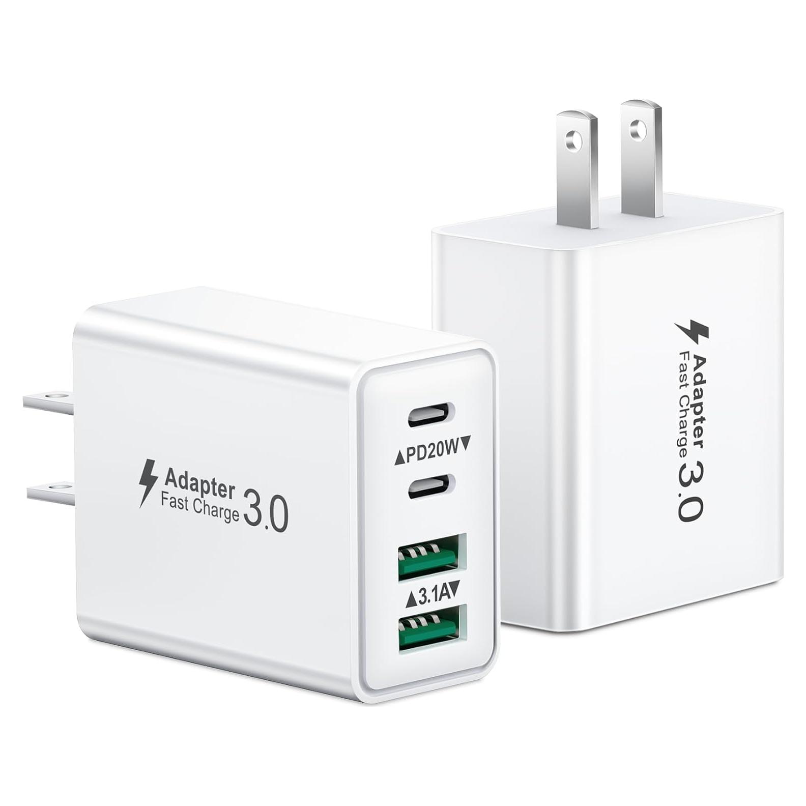 Cargador USB C KOUEMGI 2-Pack 40W 4 Puertos Rápido