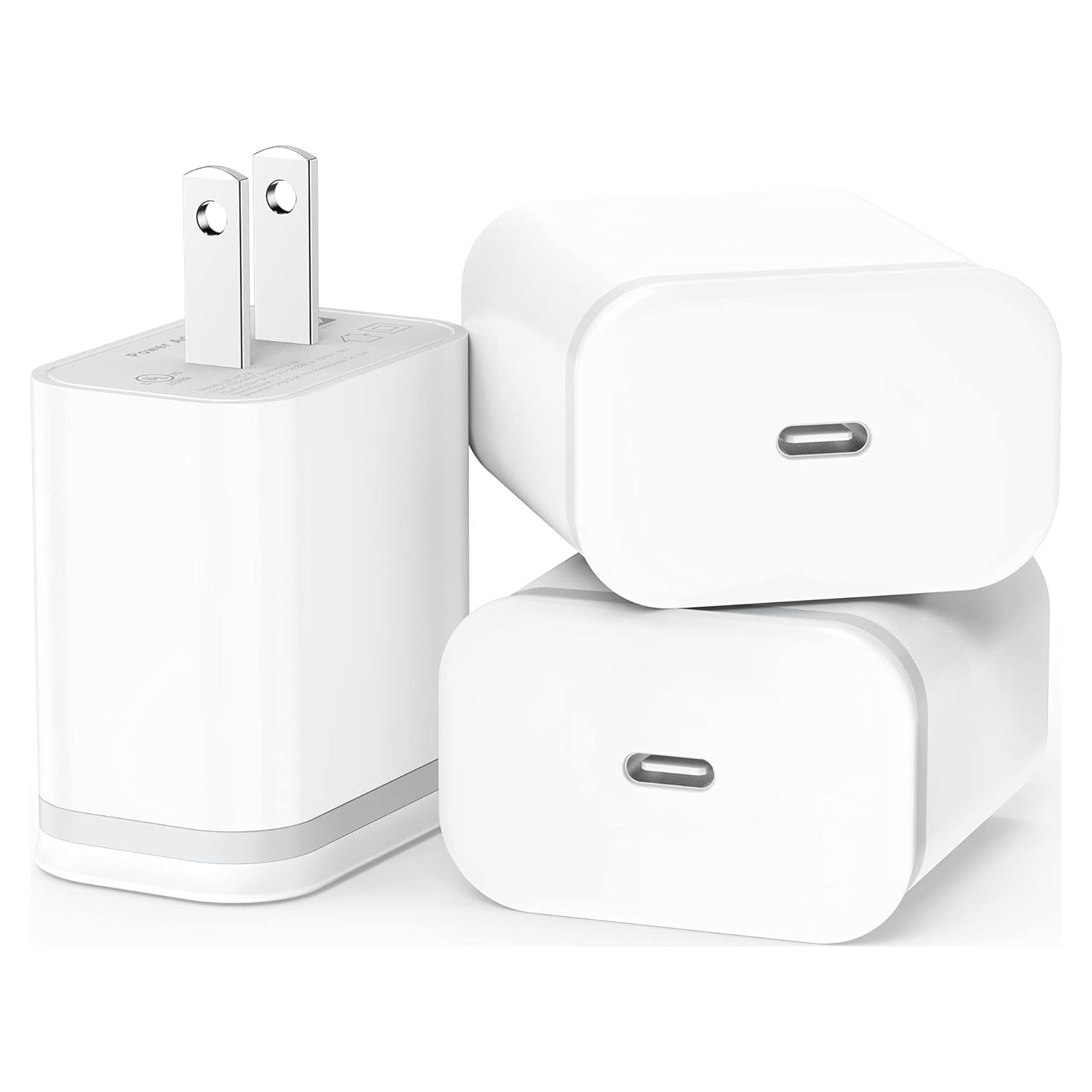 Cargador USB C 20W LUOATIP 3-Pack Adaptador Rápido