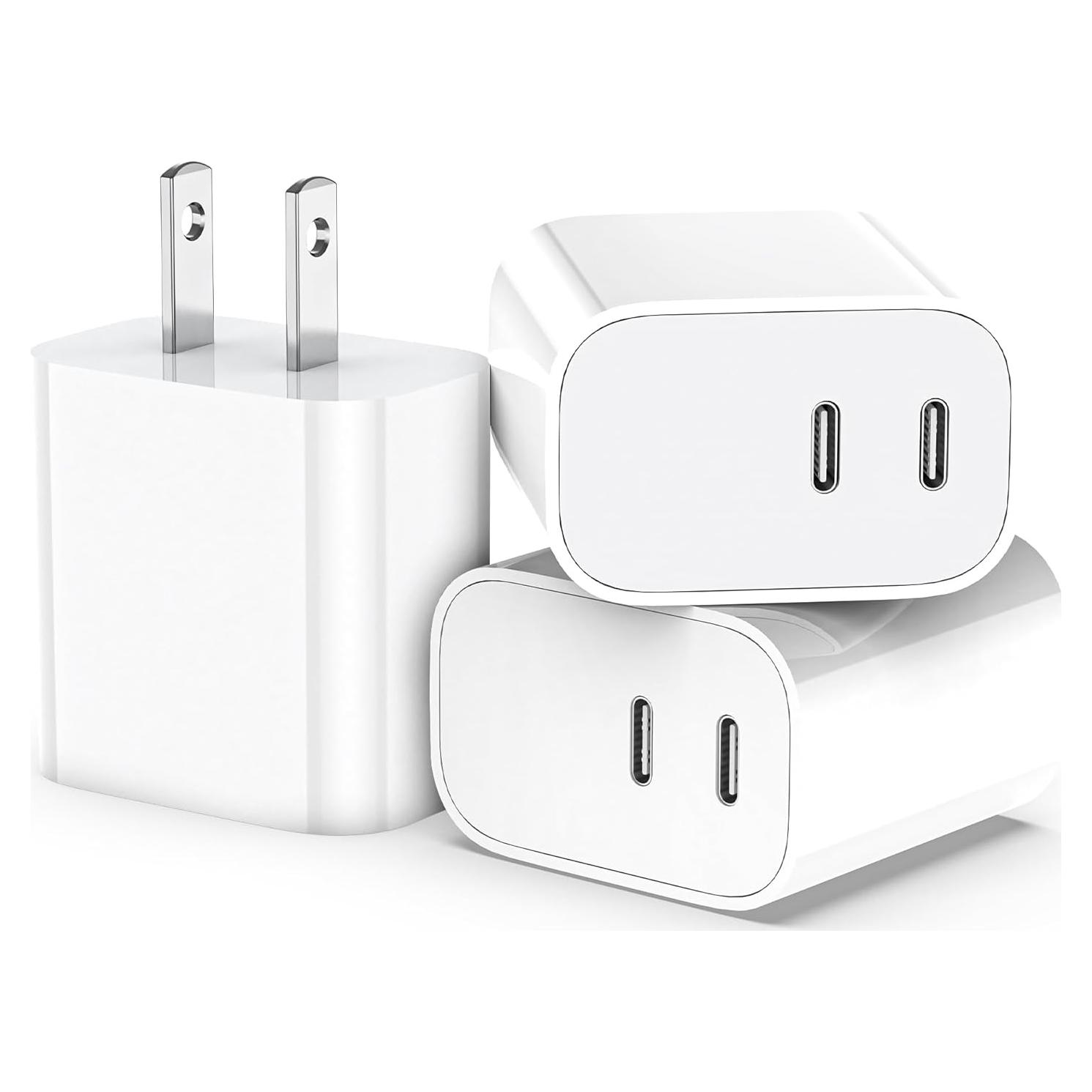 Cargador USB-C Rápido 20W Doble Puerto SMALLElectric - Paquete de 3