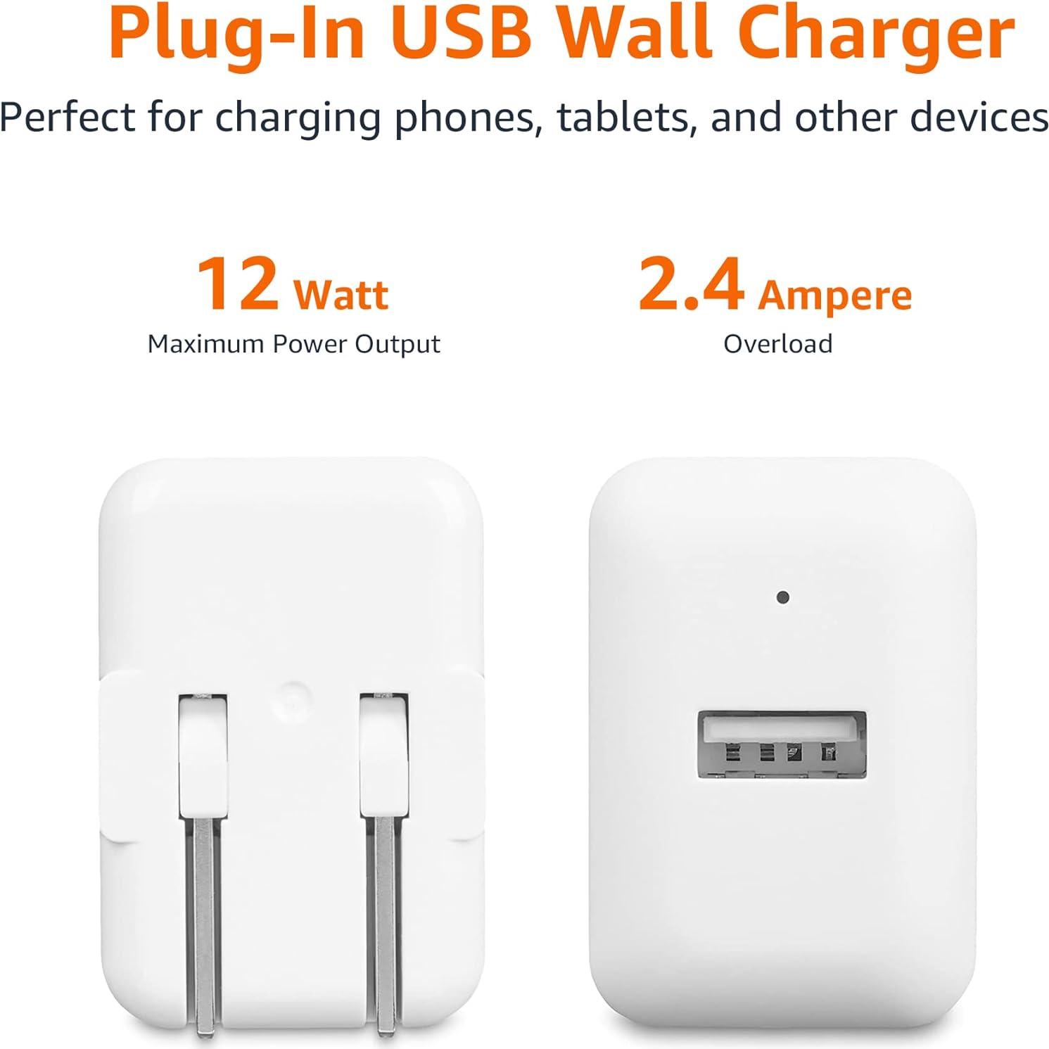 Cargador de Pared USB-A 12W Amazon Basics Blanco - Paquete de 2